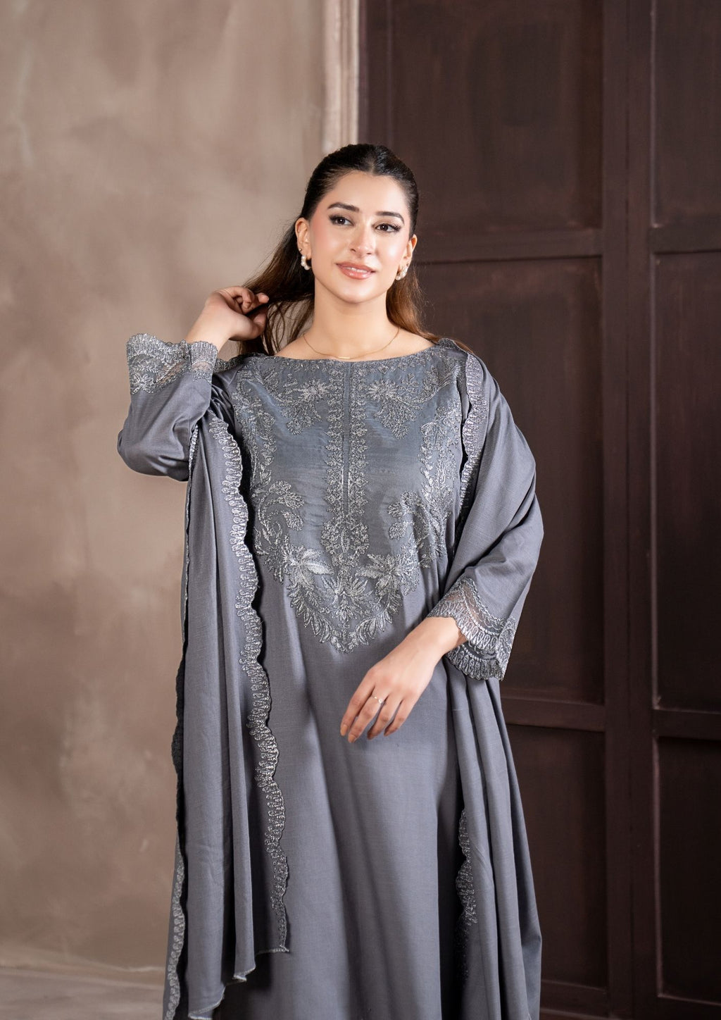3Pc Embroidered Khaddar AMLT-W26-0016