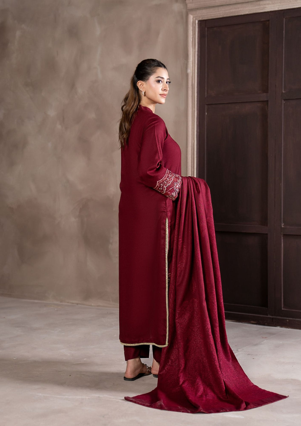 3Pc Embroidered Alpine Velvet AMLT-W26-0018