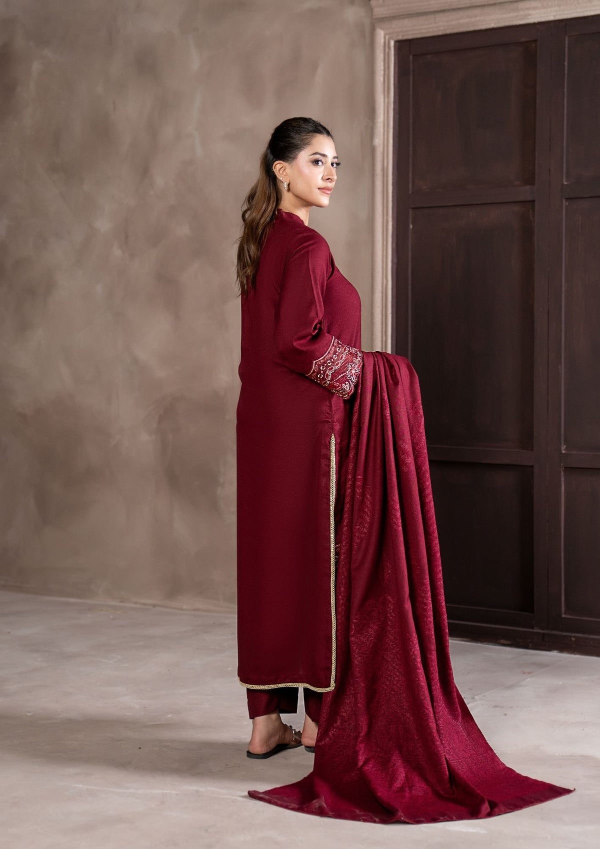 3Pc Embroidered Alpine Velvet AMLT-W26-0018