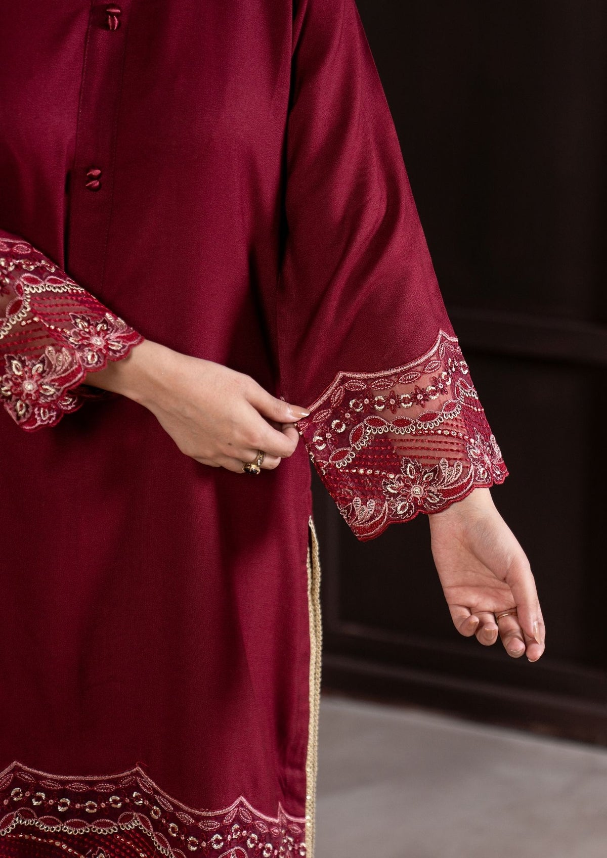 3Pc Embroidered Alpine Velvet AMLT-W26-0018