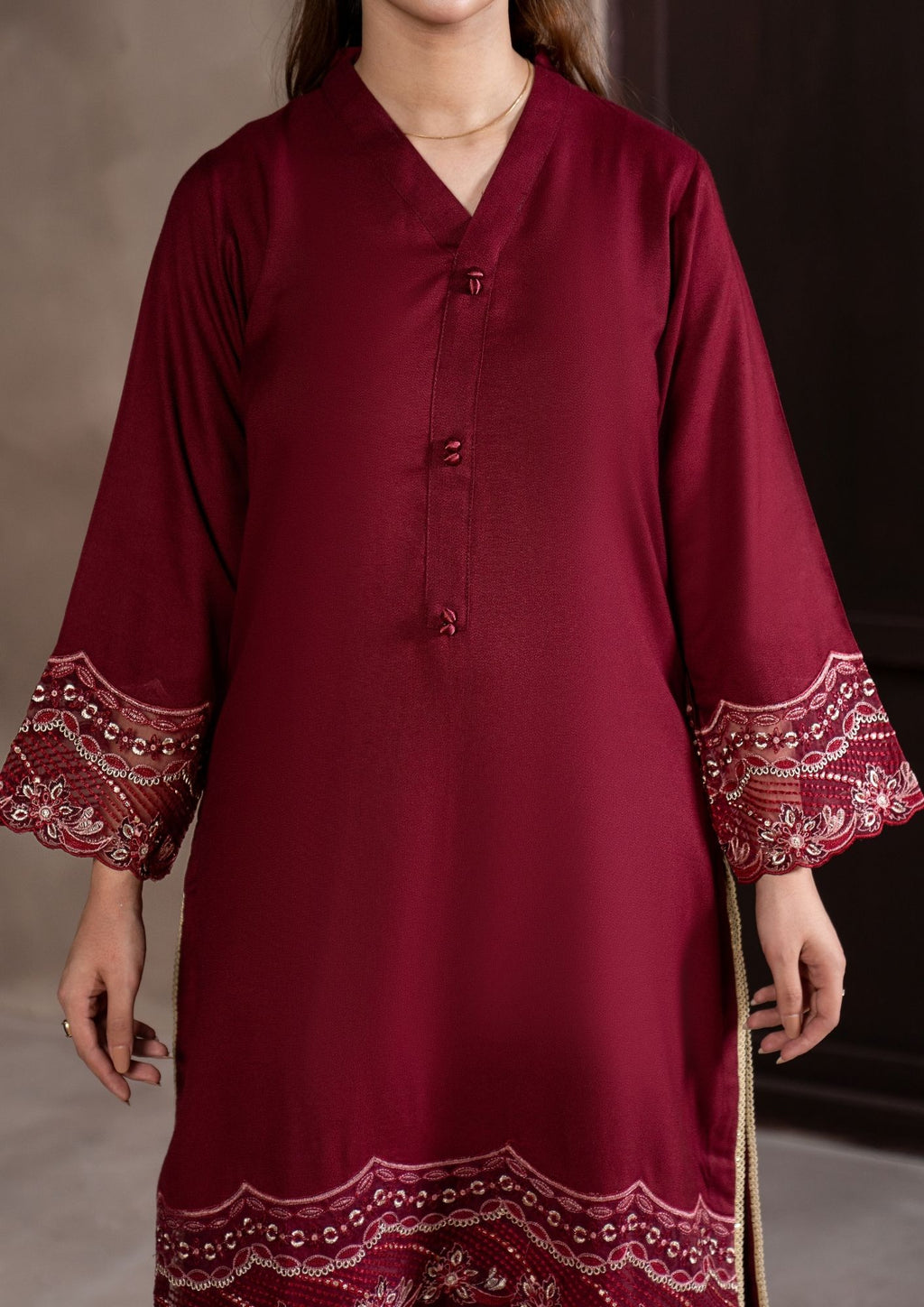 3Pc Embroidered Alpine Velvet AMLT-W26-0018