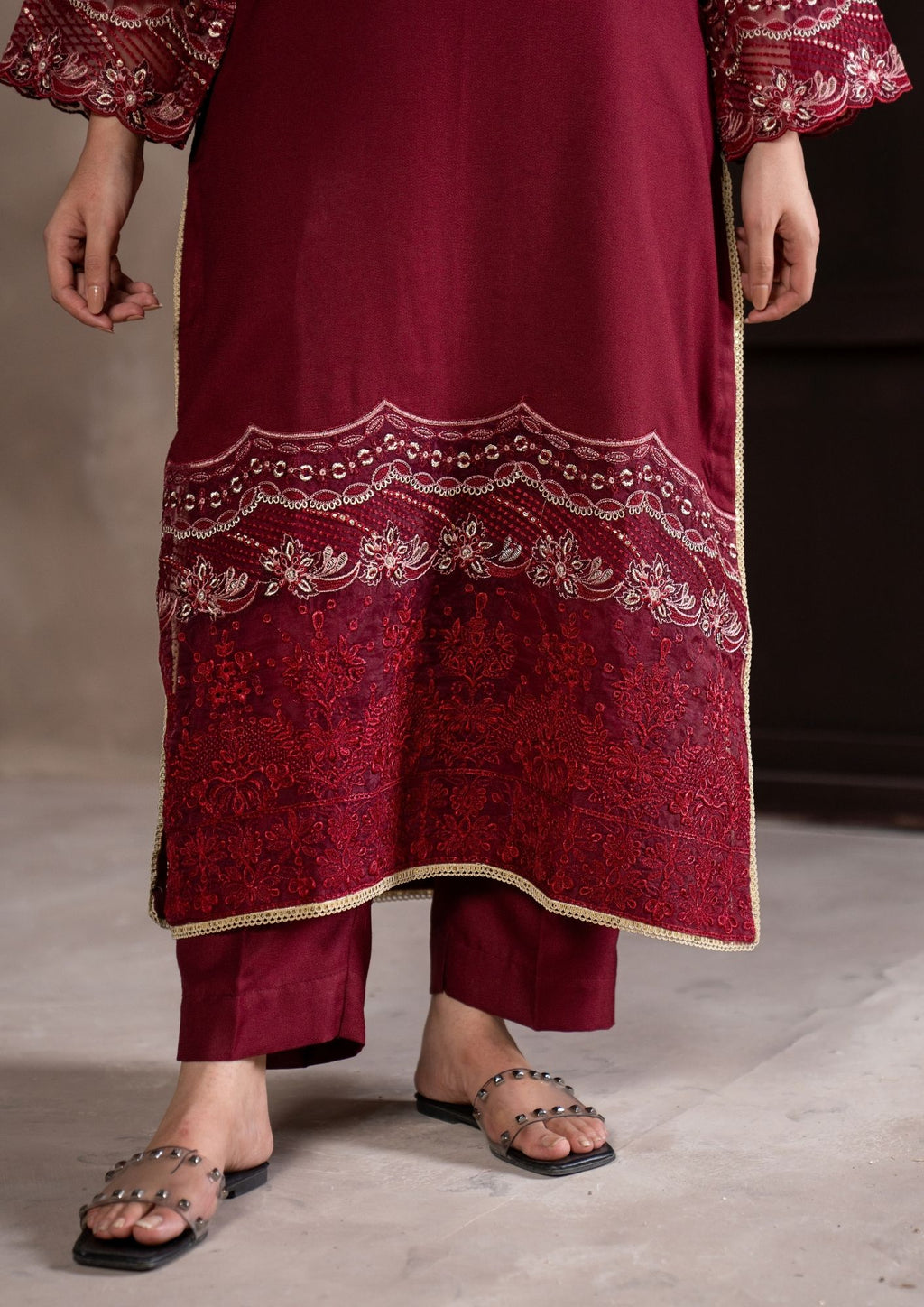 3Pc Embroidered Alpine Velvet AMLT-W26-0018