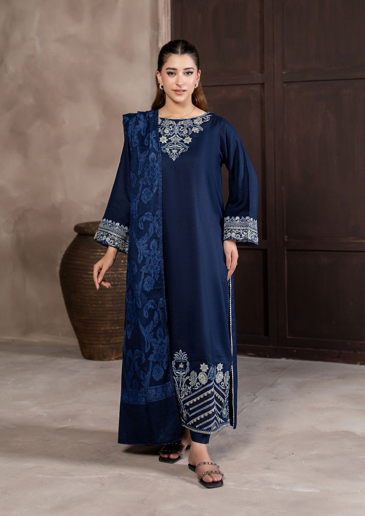 3Pc Embroidered Alpine Velvet AMLT-W26-0019