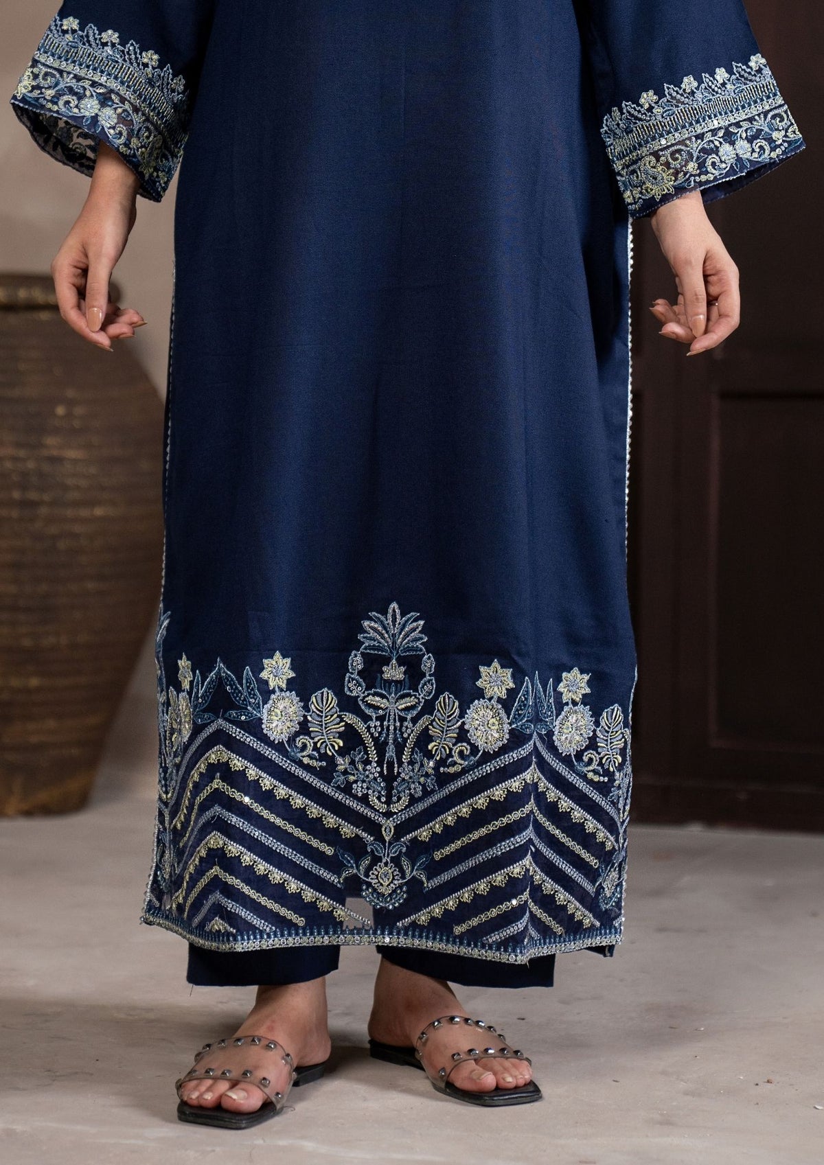 3Pc Embroidered Alpine Velvet AMLT-W26-0019