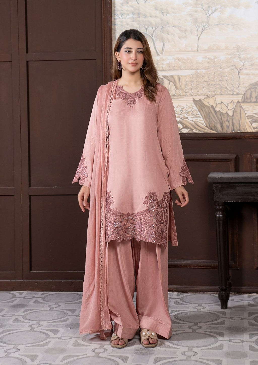 3Pc Embroidered Silk Viscose AMLT-W26-0021