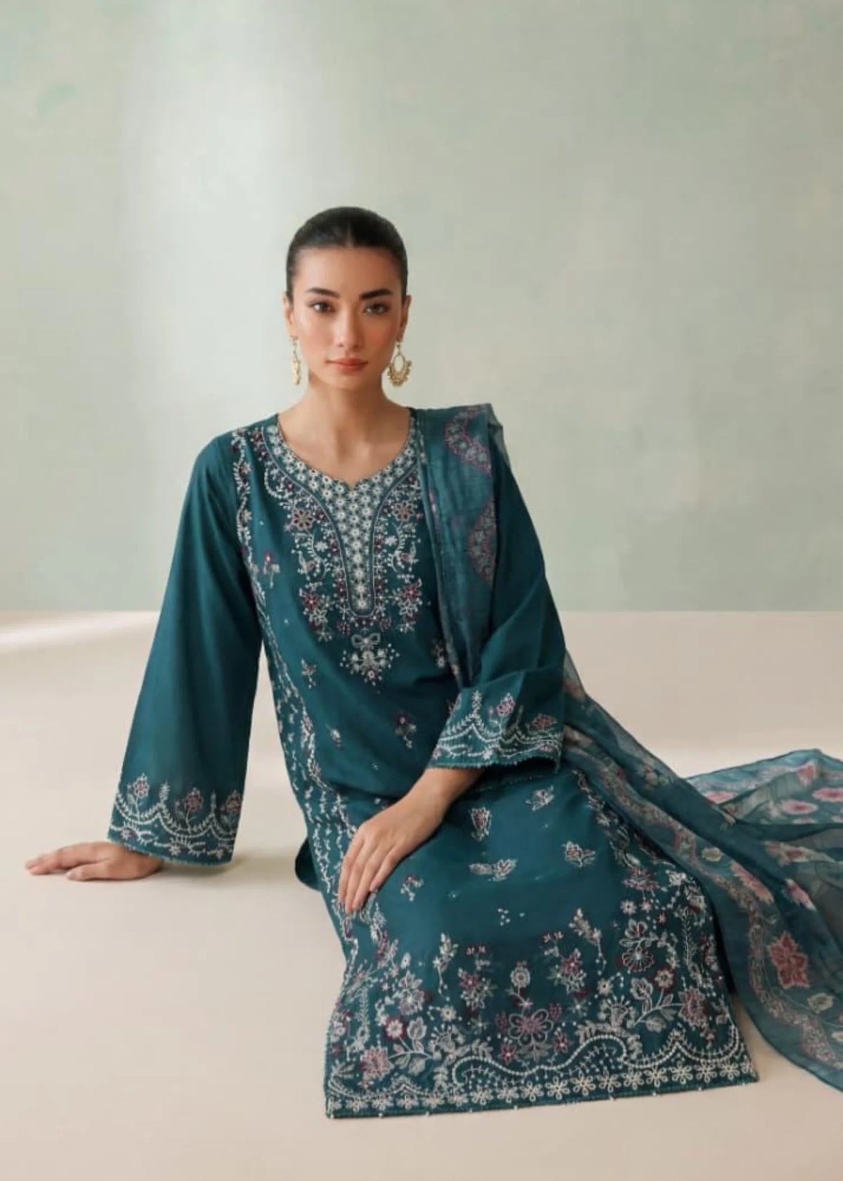 3Pc Embroidered Lawn Cotton with Digital Print Chiffon Dupatta ZAUQ-S26-0002