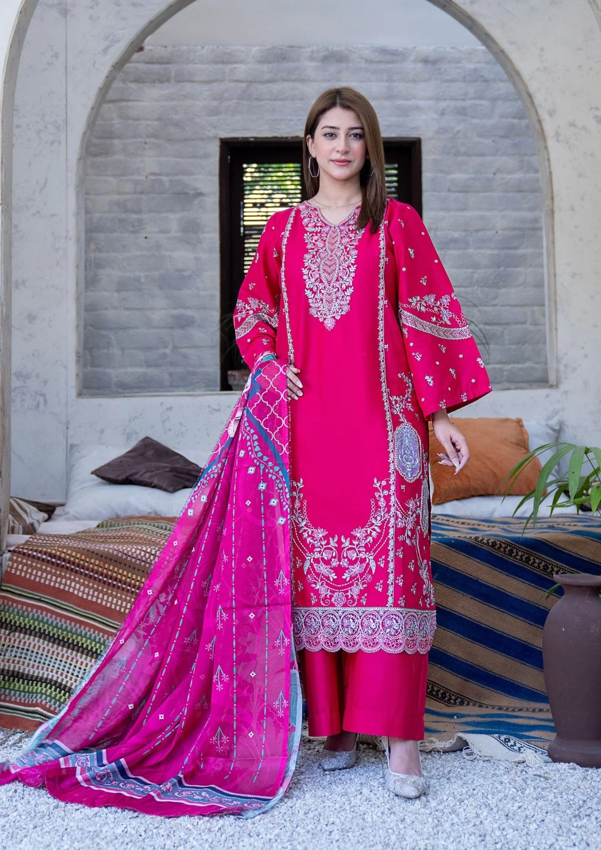 3Pc Embroidered Lawn Cotton with Digital Print Tissue Silk Dupatta ZAUQ-S26-0005