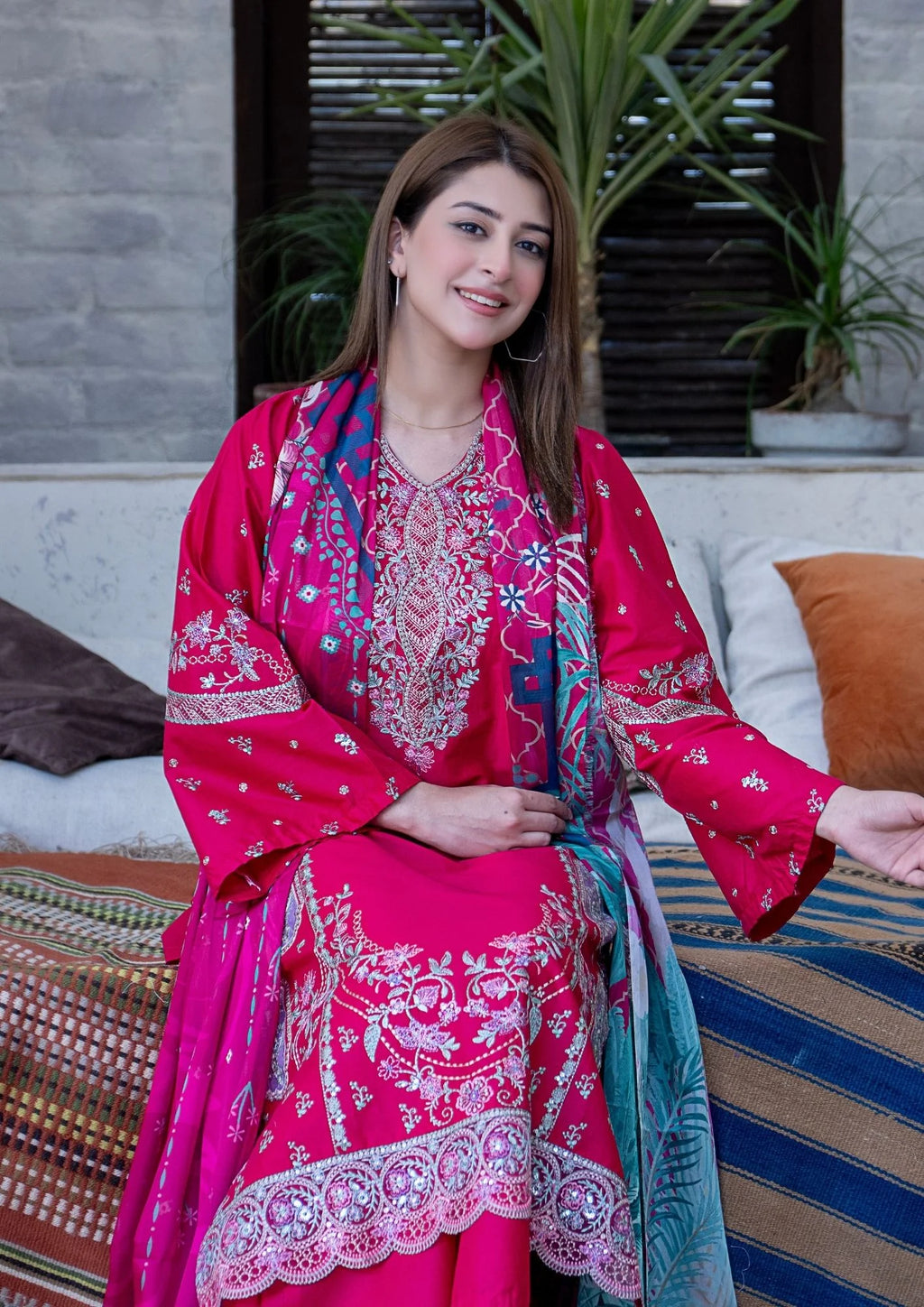 3Pc Embroidered Lawn Cotton with Digital Print Tissue Silk Dupatta ZAUQ-S26-0005