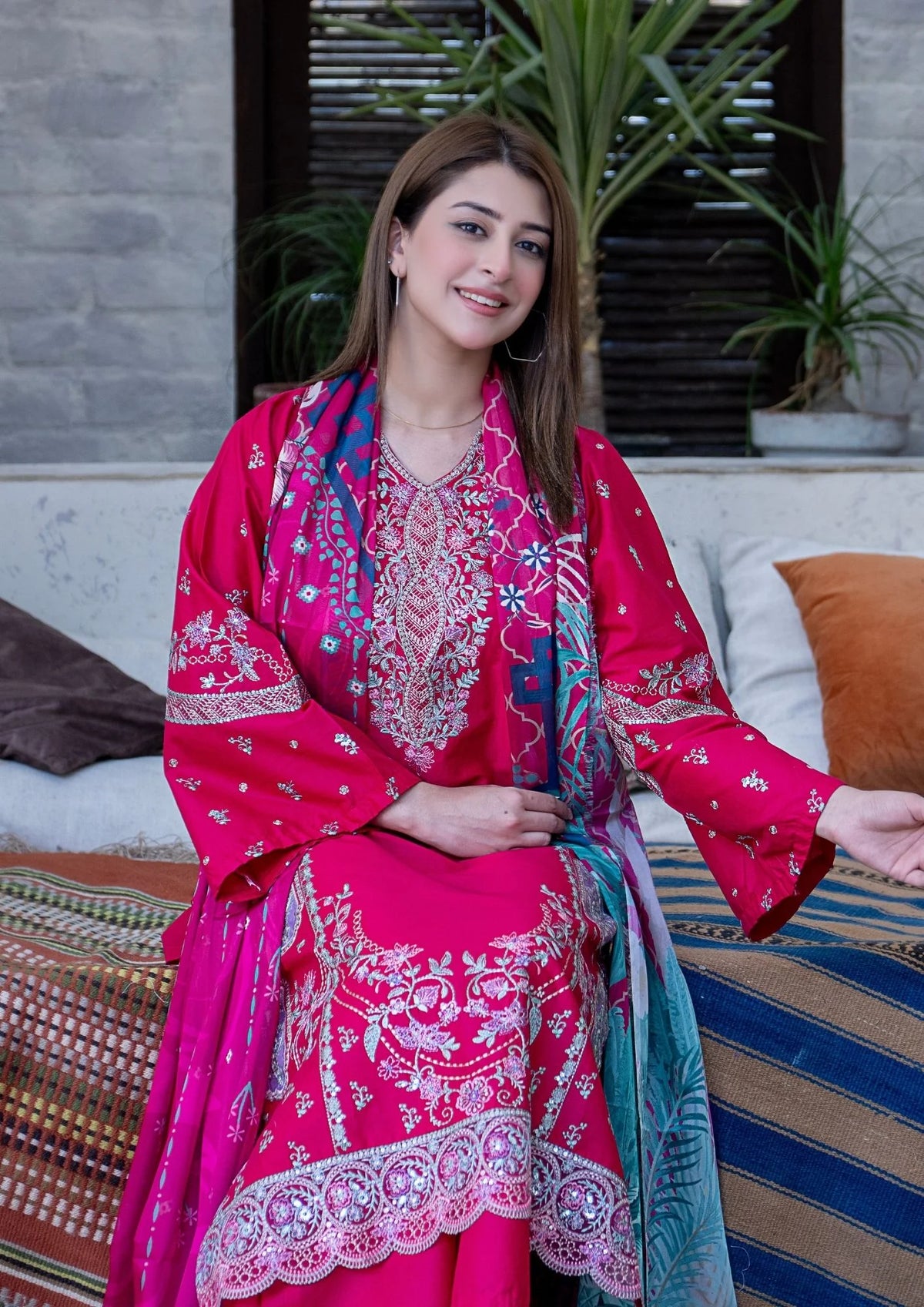3Pc Embroidered Lawn Cotton with Digital Print Tissue Silk Dupatta ZAUQ-S26-0005