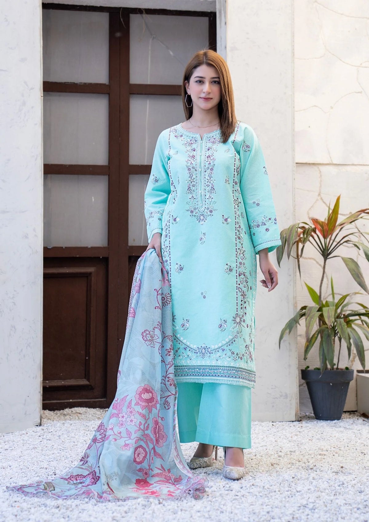 3Pc Embroidered Lawn Cotton ZAUQ-S26-0007
