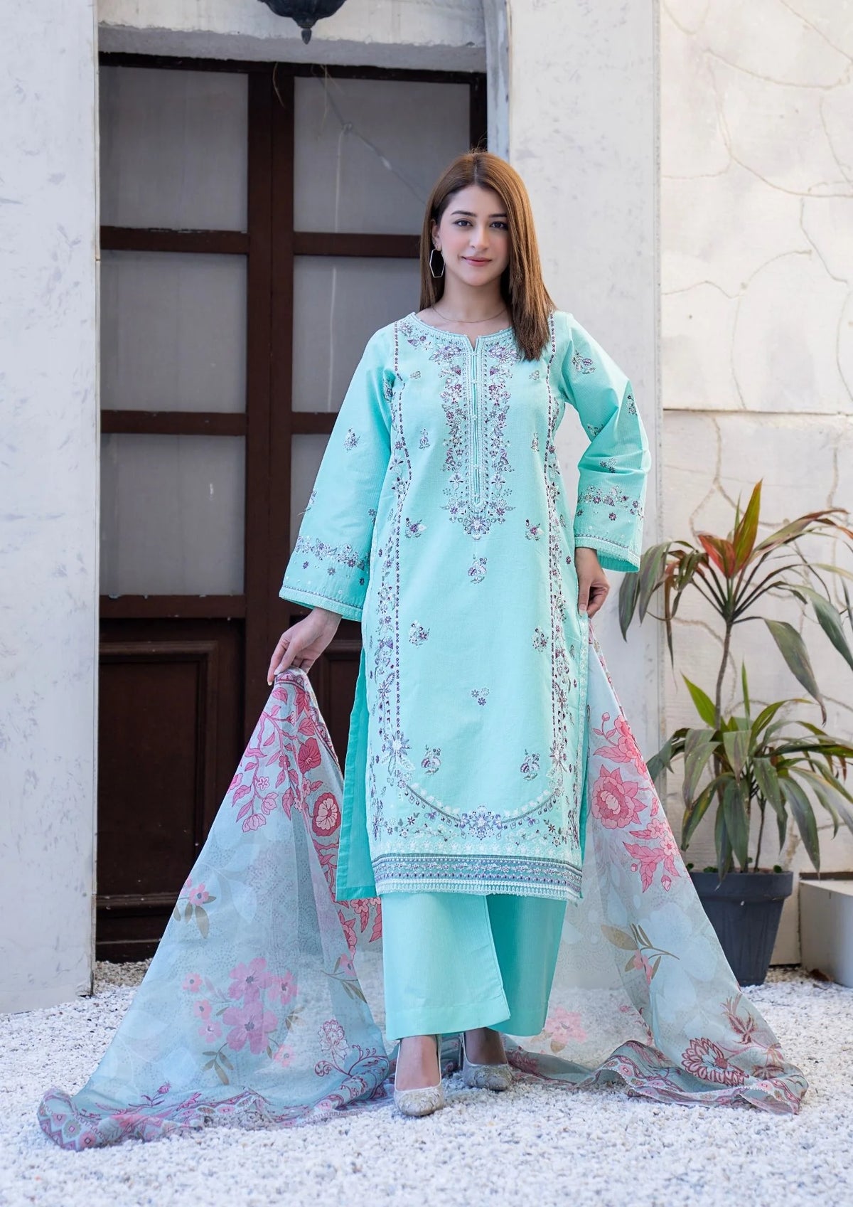 3Pc Embroidered Lawn Cotton ZAUQ-S26-0007