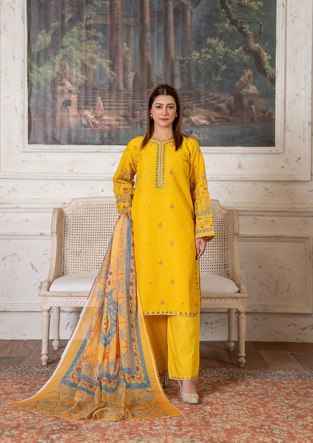 3Pc Embroidered Lawn Cotton ZAUQ-S26-0012