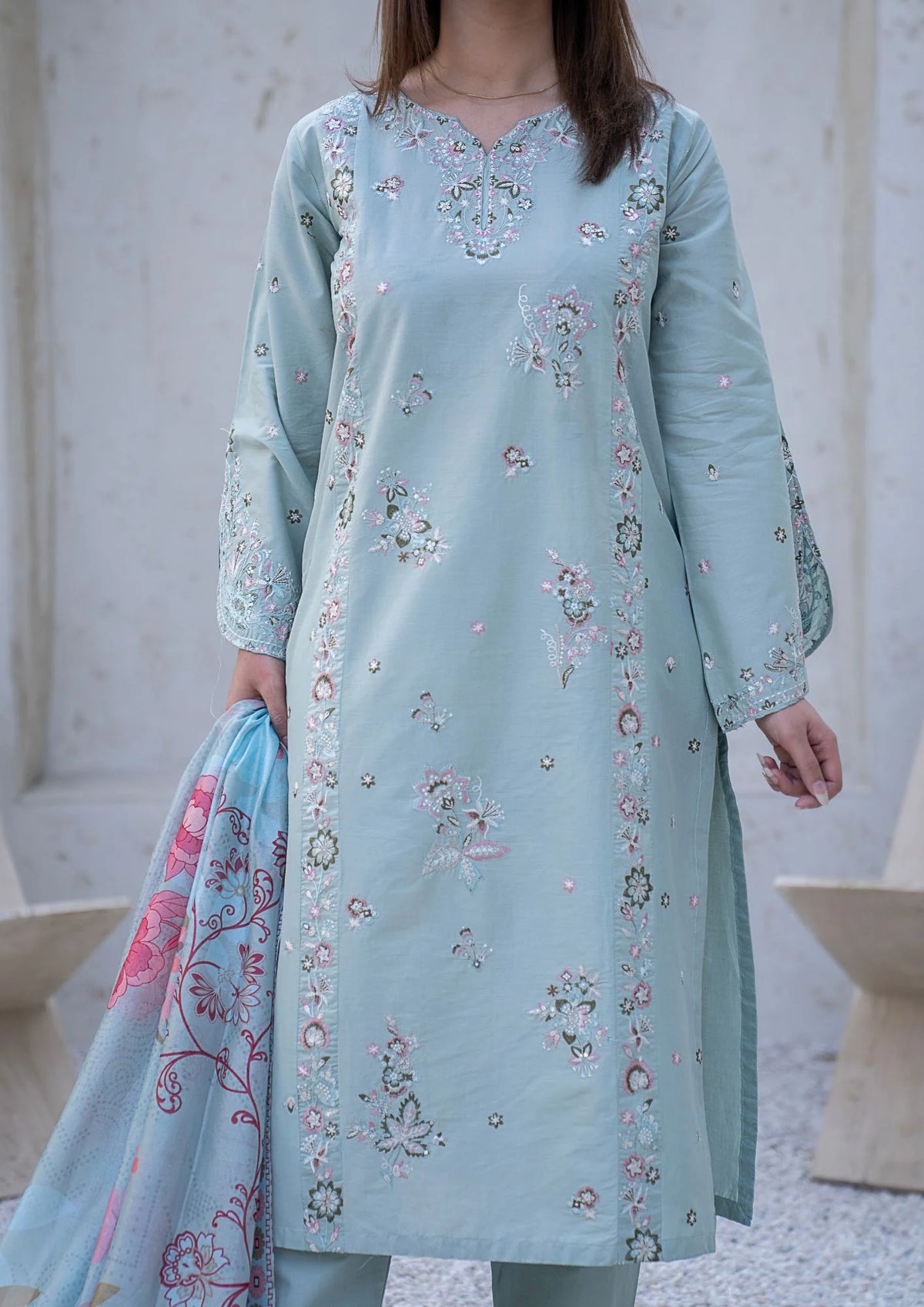 3Pc Embroidered Lawn Cotton ZAUQ-S26-0017