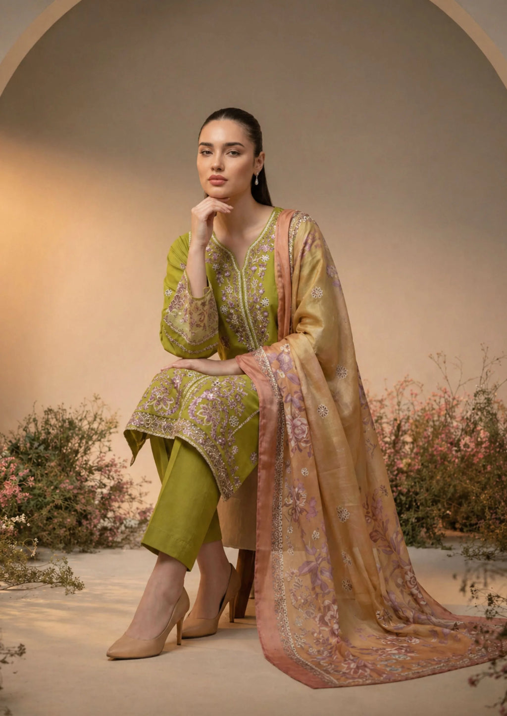 3Pc Embroidered Lawn Cotton with Digital Print Chiffon Dupatta ZAUQ-S26-0001