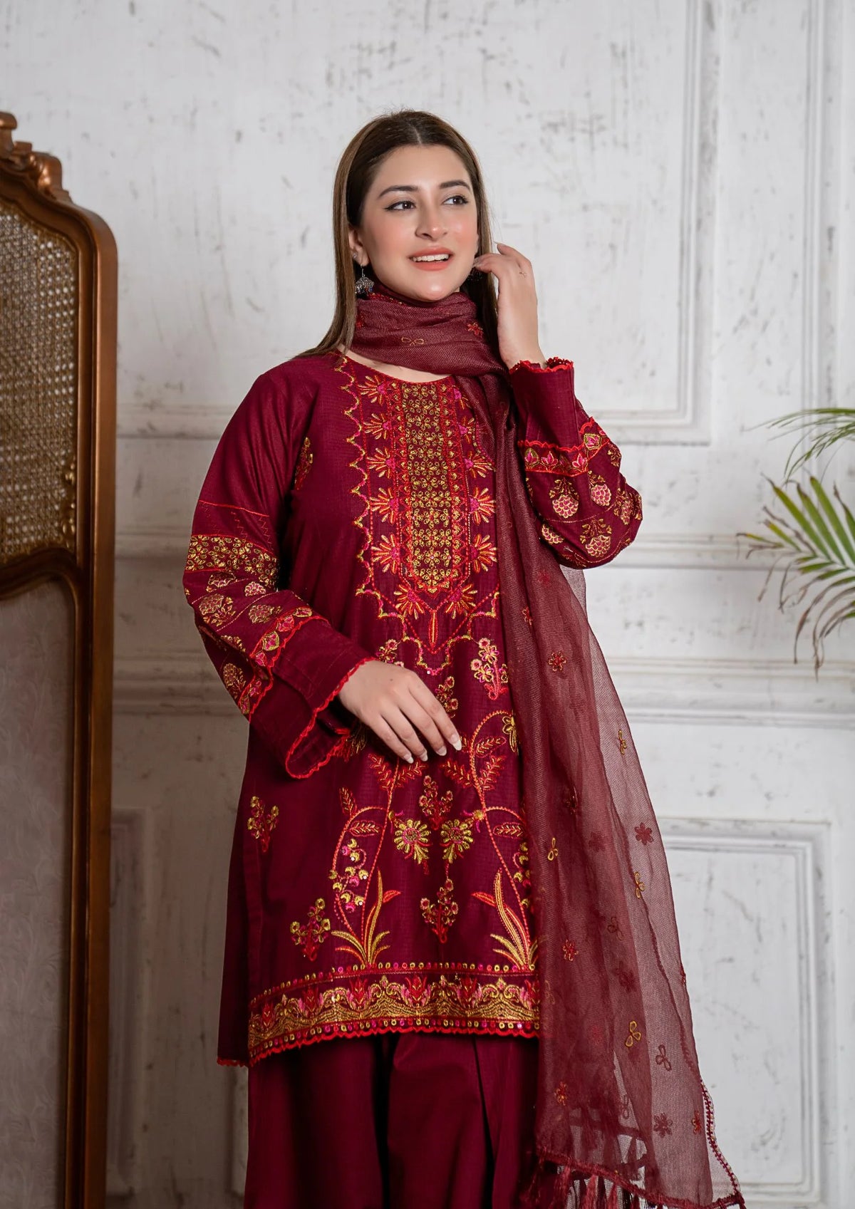 3Pc Embroidered Lawn Cotton ZAUQ-S26-0021