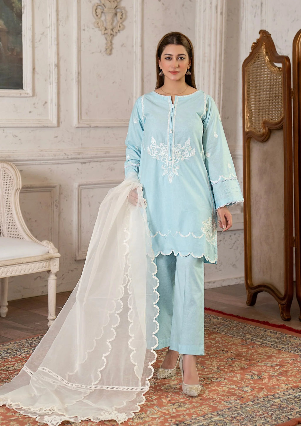 3Pc Embroidered Lawn Cotton ZAUQ-S26-0022