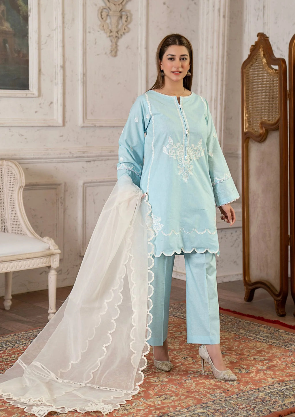 3Pc Embroidered Lawn Cotton ZAUQ-S26-0022