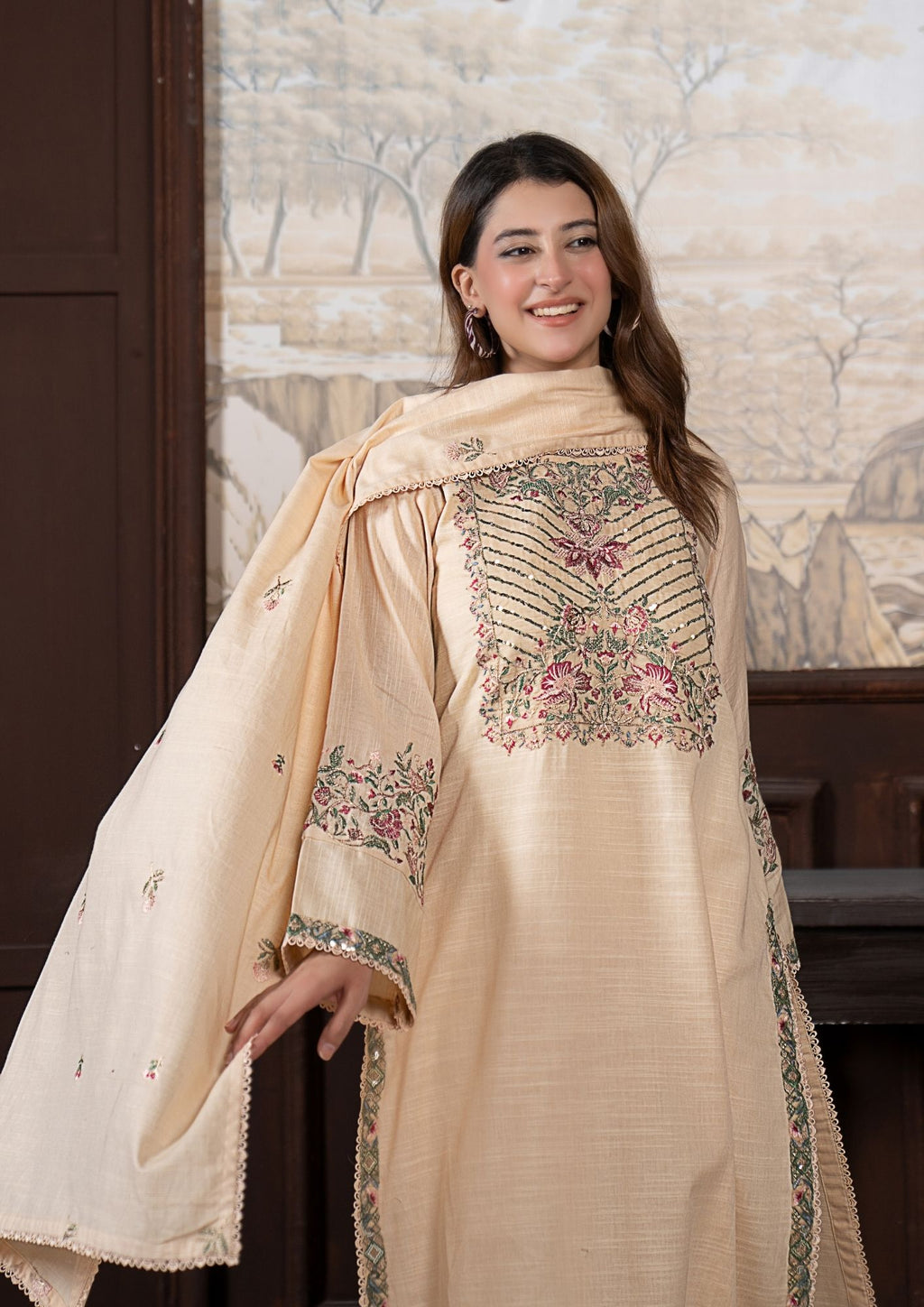 3Pc Embroidered Khaddar AMLT-W26-0010