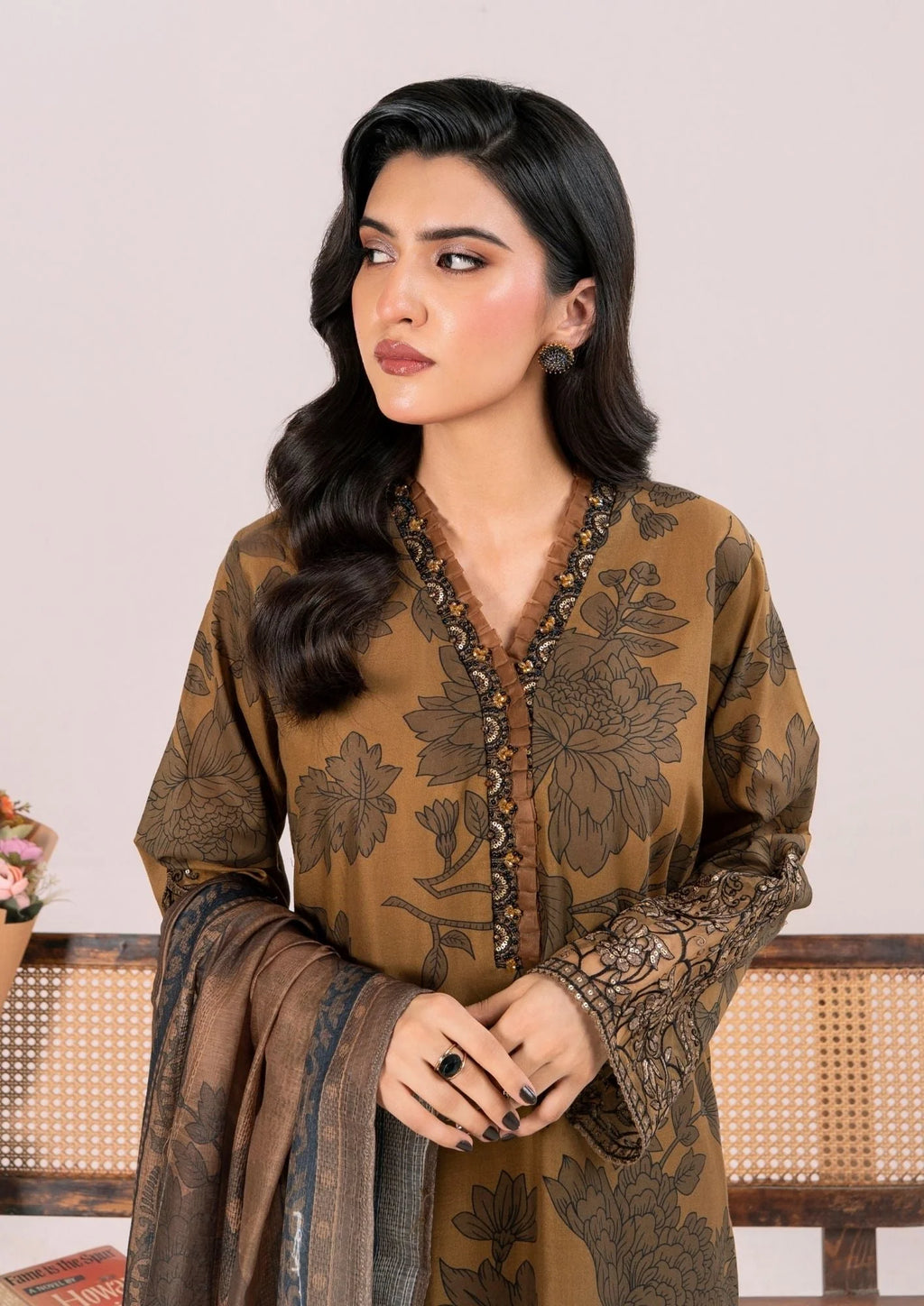 3Pc Printed Lawn with Embroidery RANAAI-S25-0009