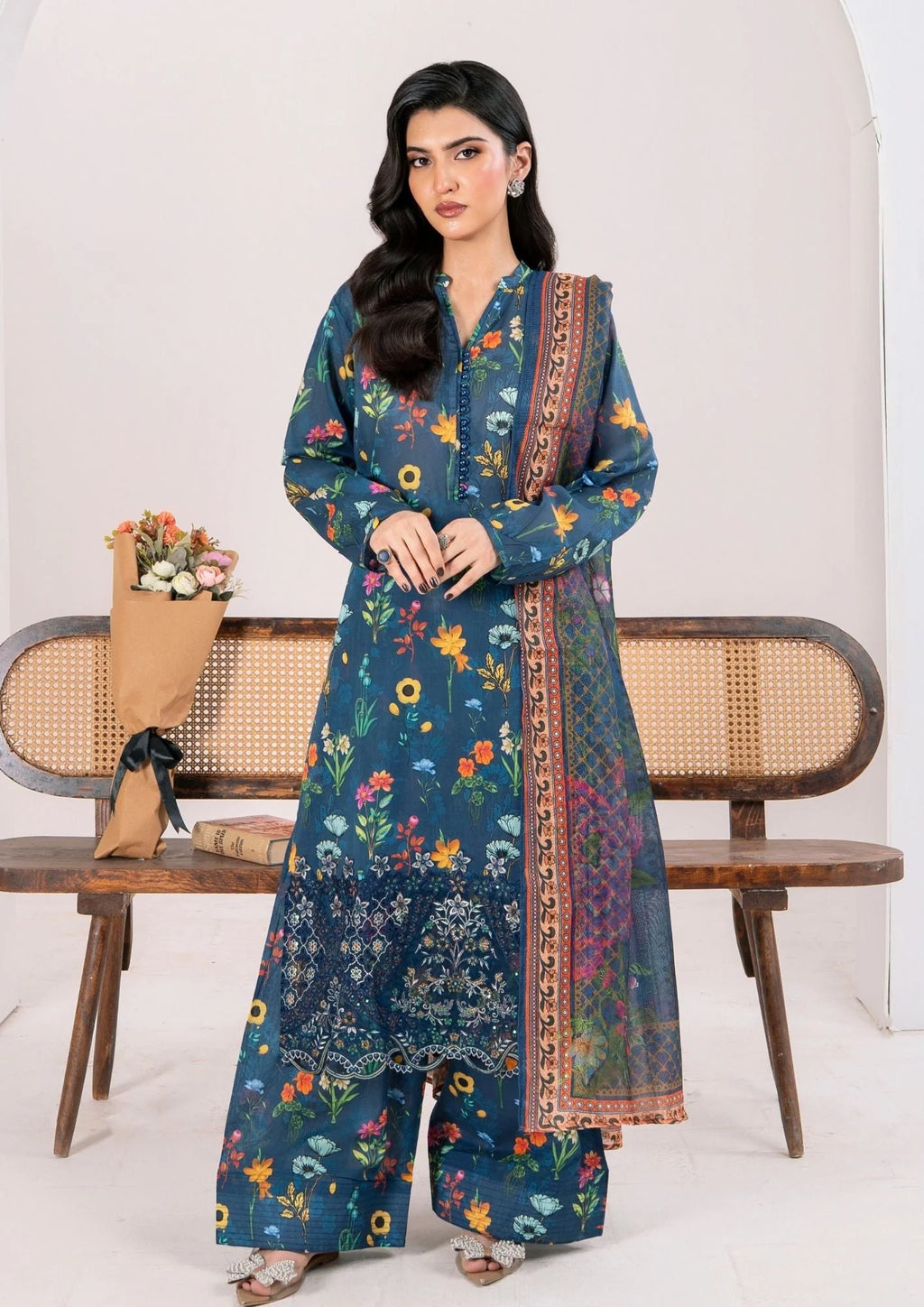 3Pc Printed Lawn with Embroidery RANAAI-S25-0008