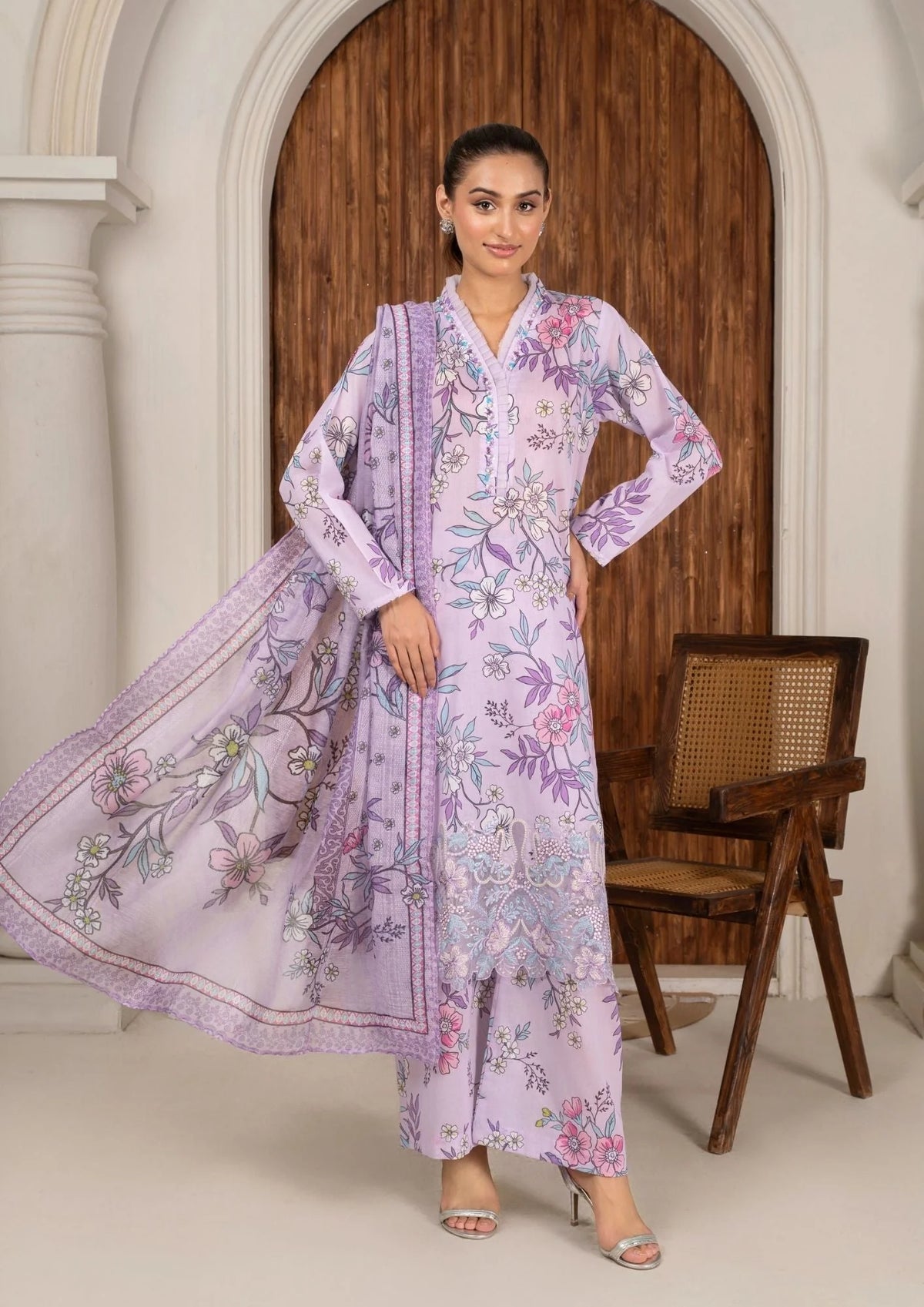 3Pc Printed Lawn with Embroidery RANAAI-S25-0016