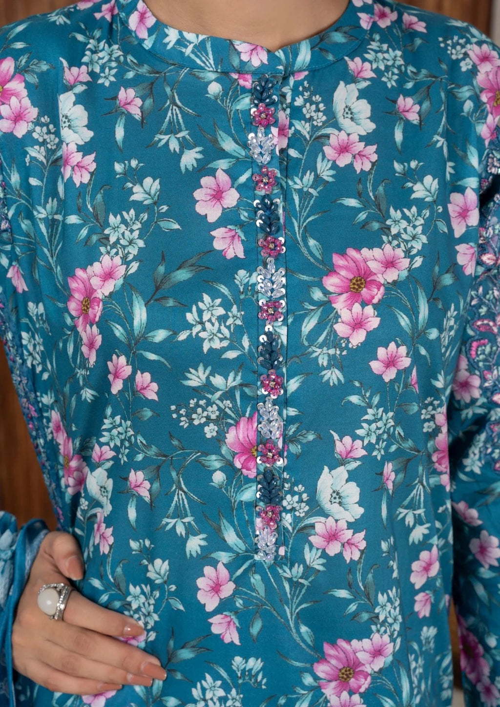 3Pc Printed Lawn with Embroidery RANAAI-S25-0013