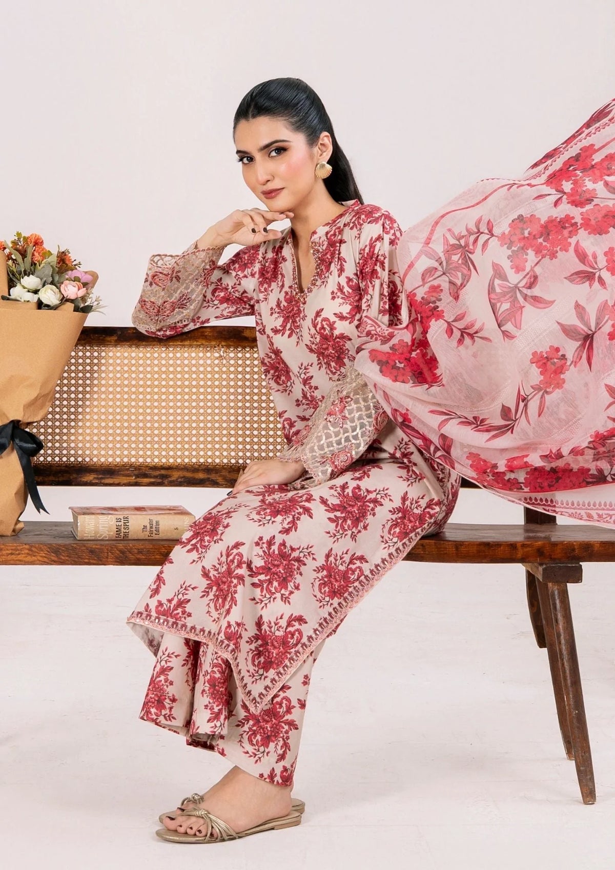 3Pc Printed Lawn with Embroidery RANAAI-S25-0004