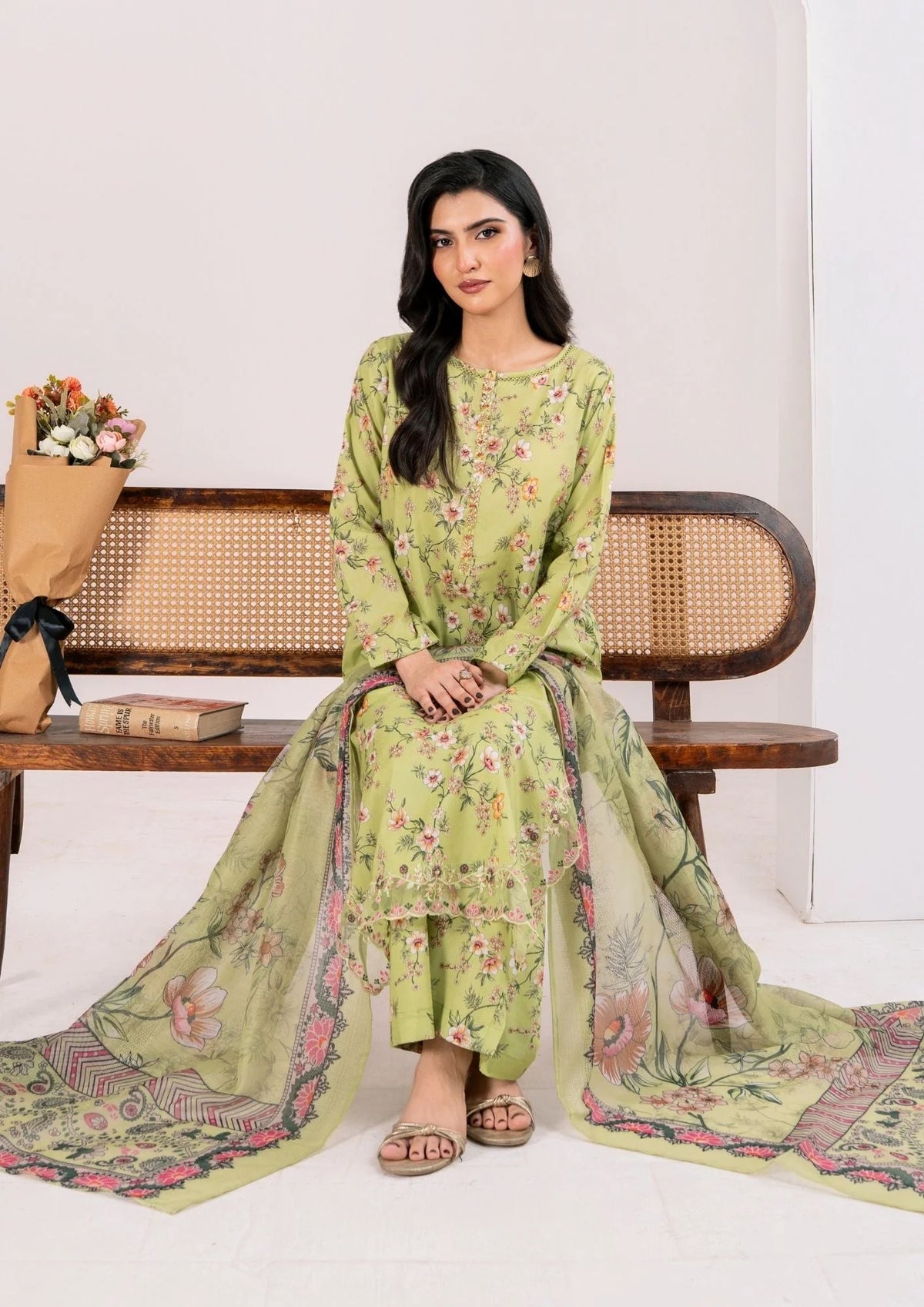 3Pc Printed Lawn with Embroidery RANAAI-S25-0005