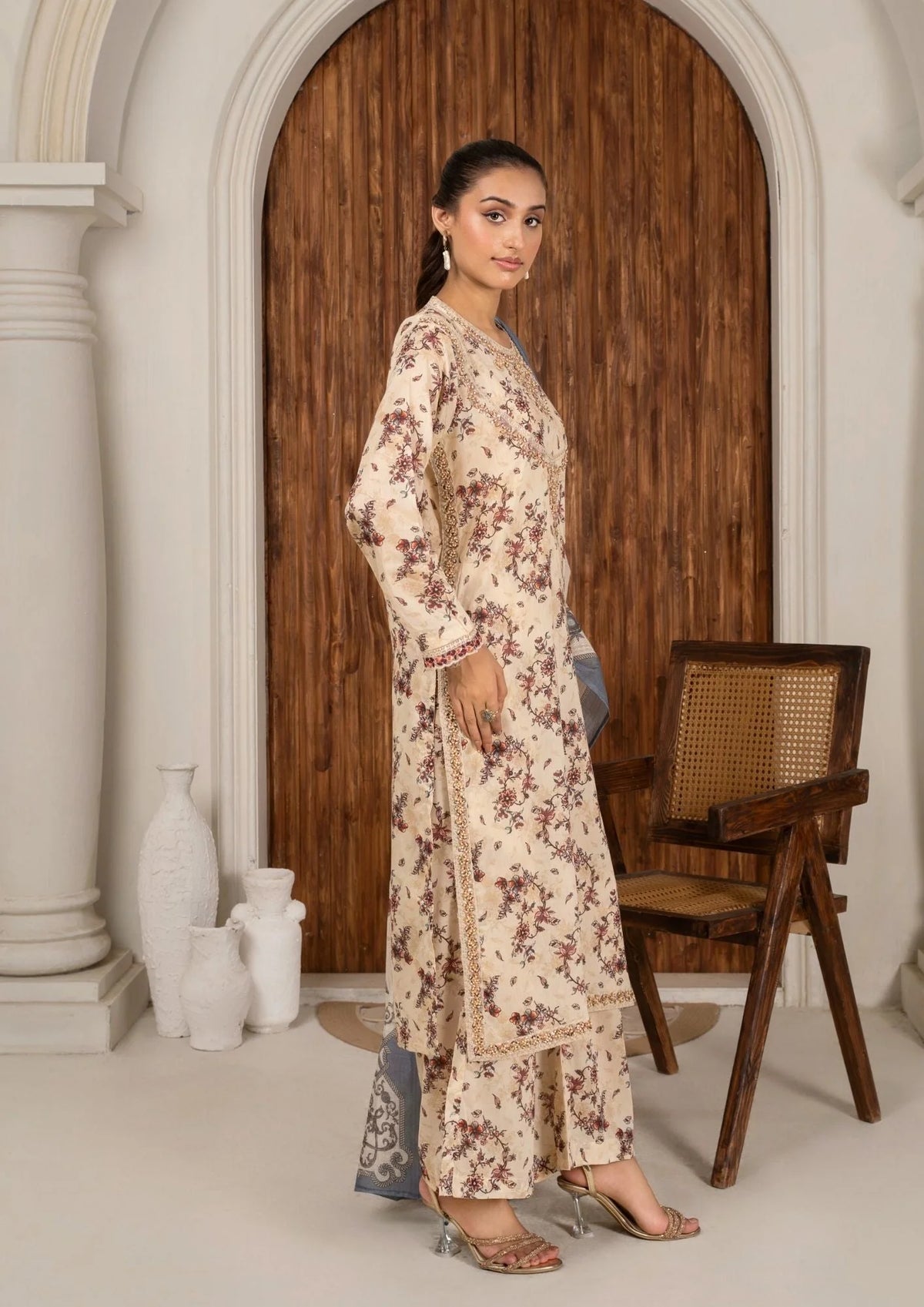 3Pc Printed Lawn with Embroidery RANAAI-S25-0011