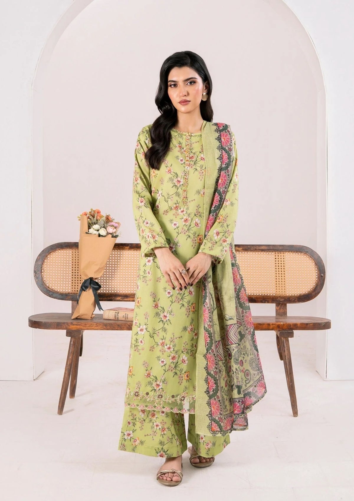 3Pc Printed Lawn with Embroidery RANAAI-S25-0005