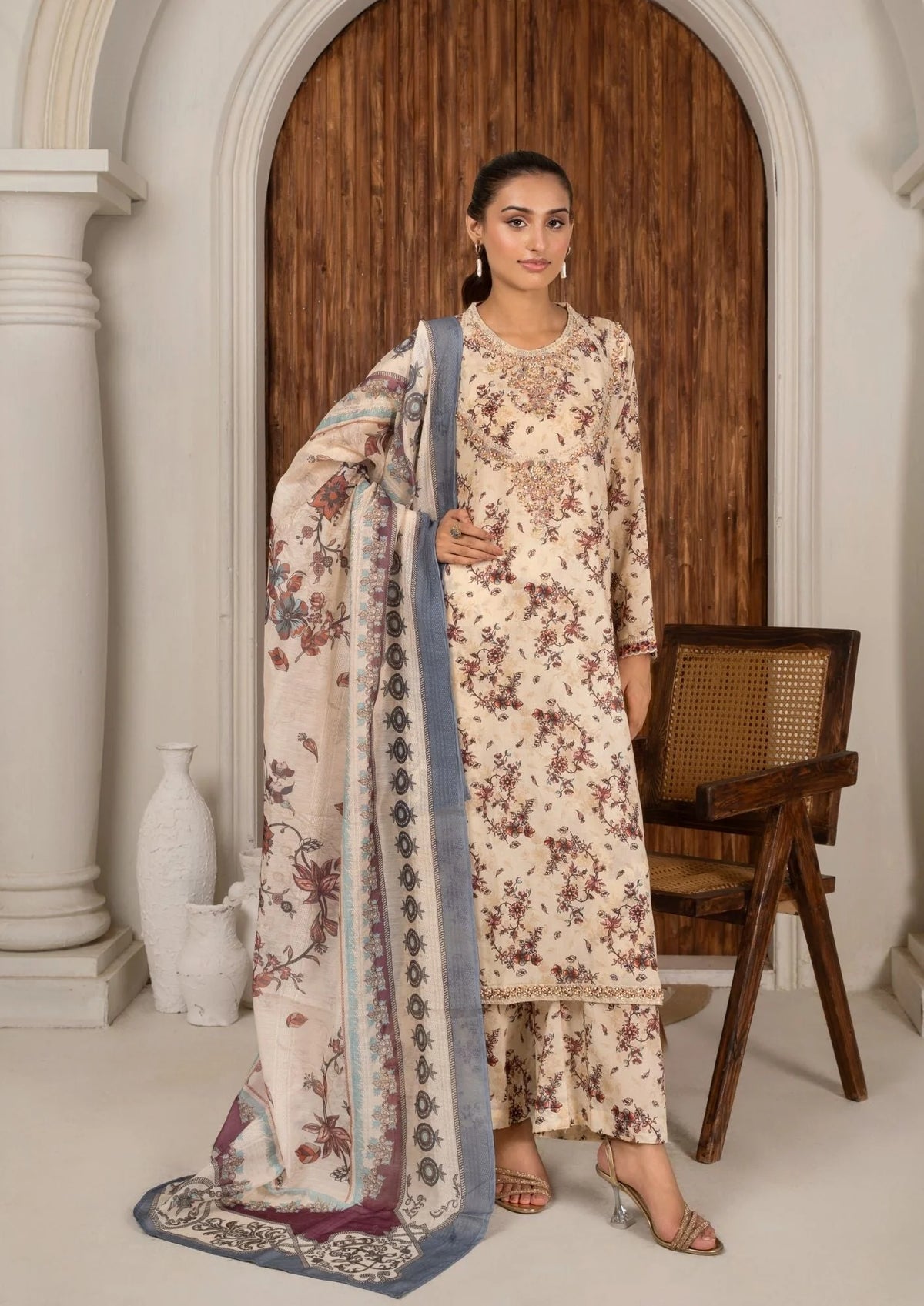 3Pc Printed Lawn with Embroidery RANAAI-S25-0011