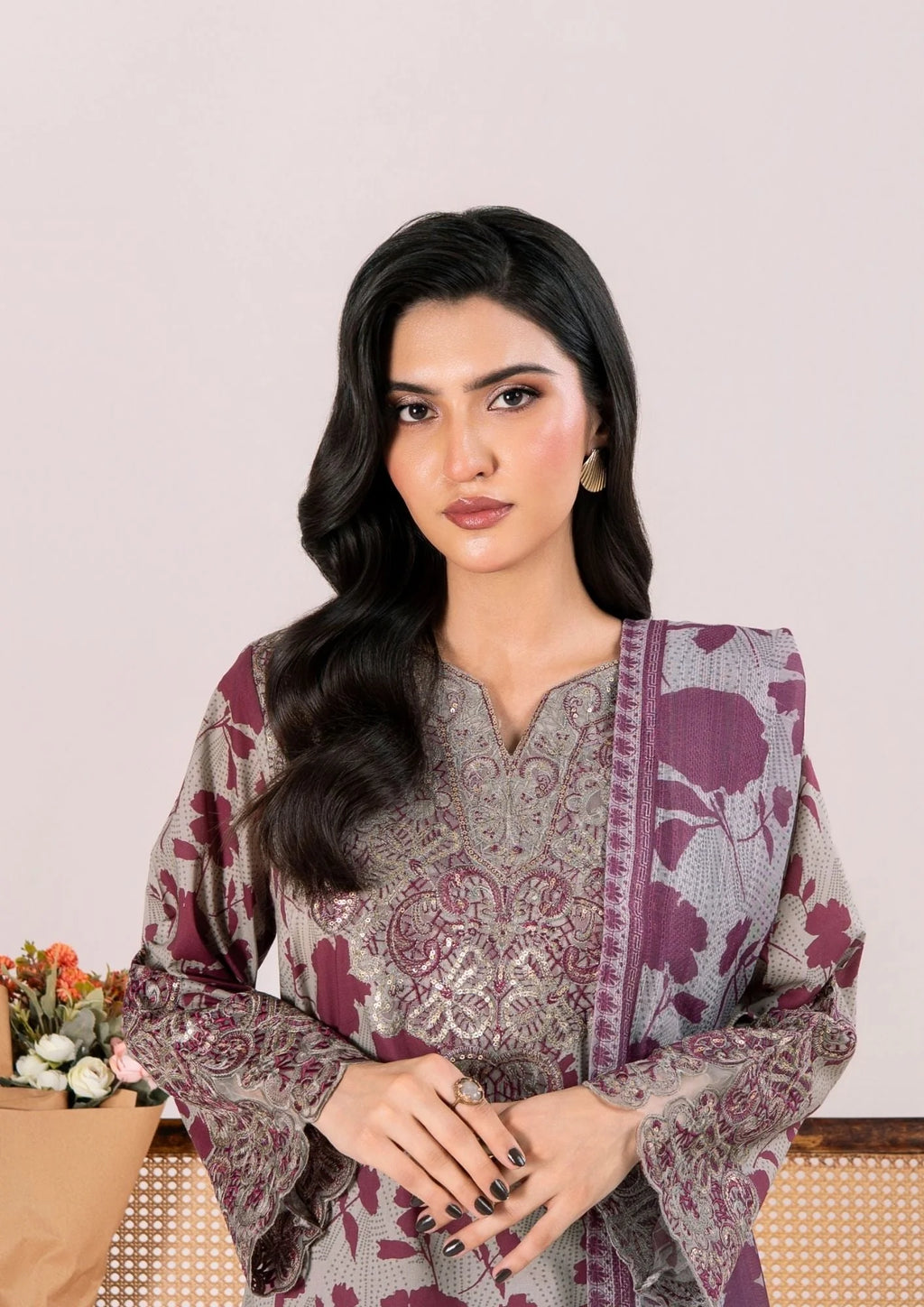 3Pc Printed Lawn with Embroidery RANAAI-S25-0006