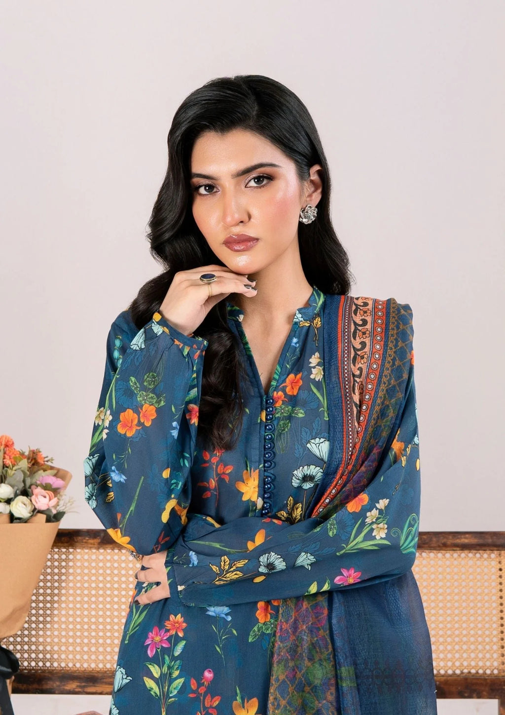 3Pc Printed Lawn with Embroidery RANAAI-S25-0008