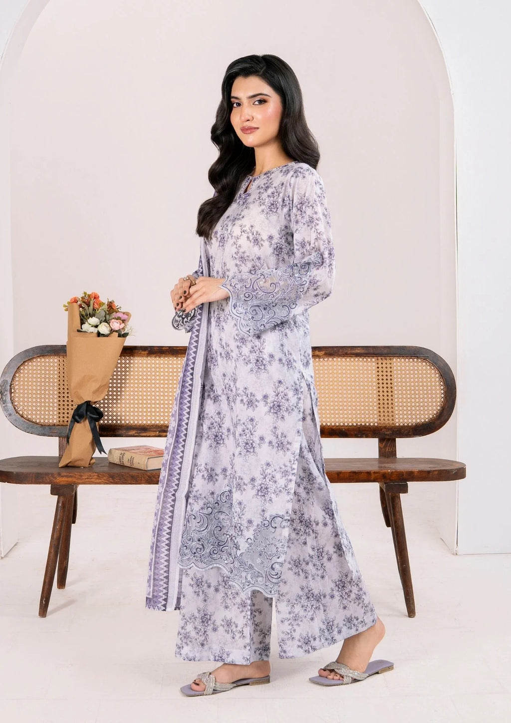 3Pc Printed Lawn with Embroidery RANAAI-S25-0007
