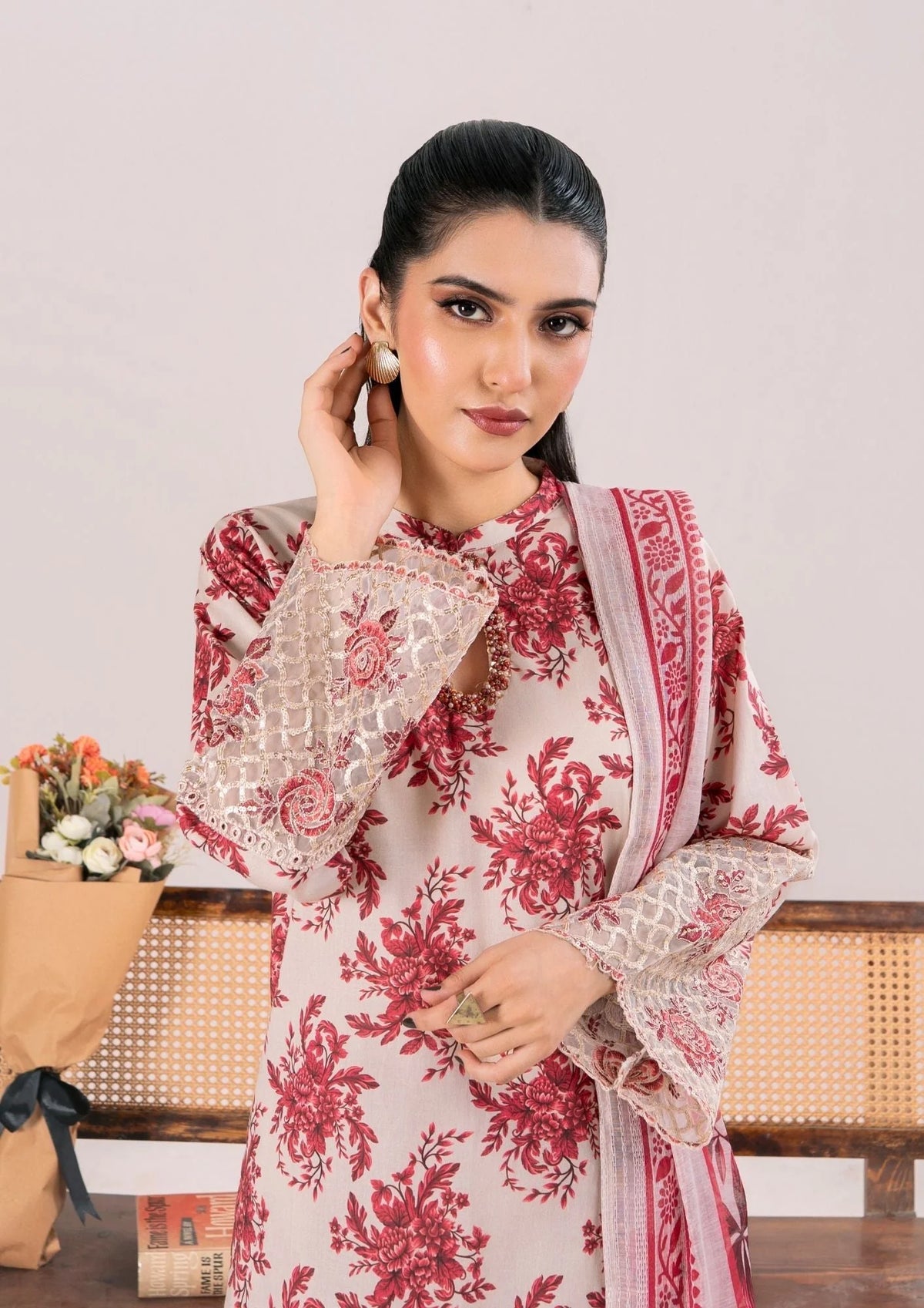 3Pc Printed Lawn with Embroidery RANAAI-S25-0004