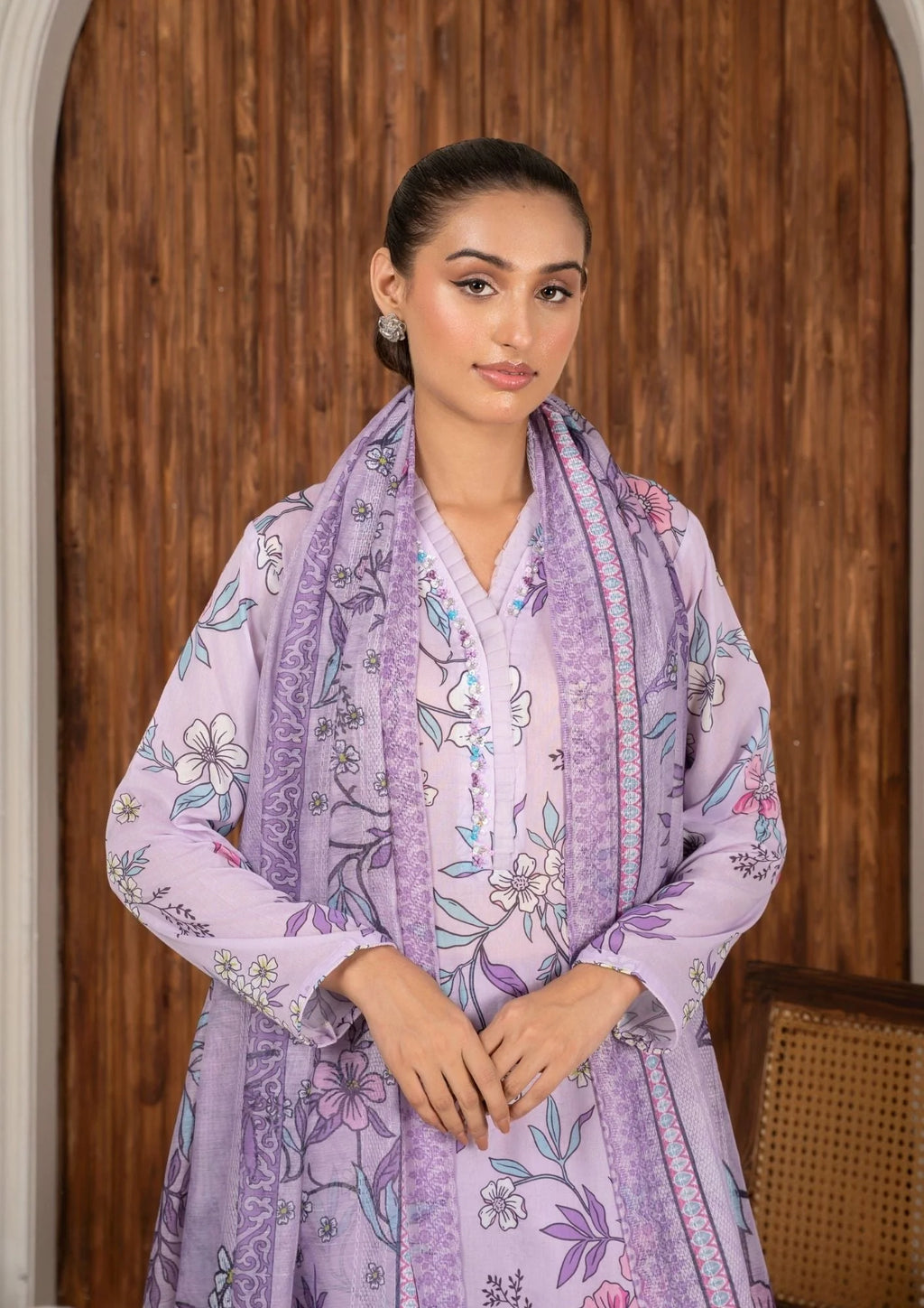 3Pc Printed Lawn with Embroidery RANAAI-S25-0016