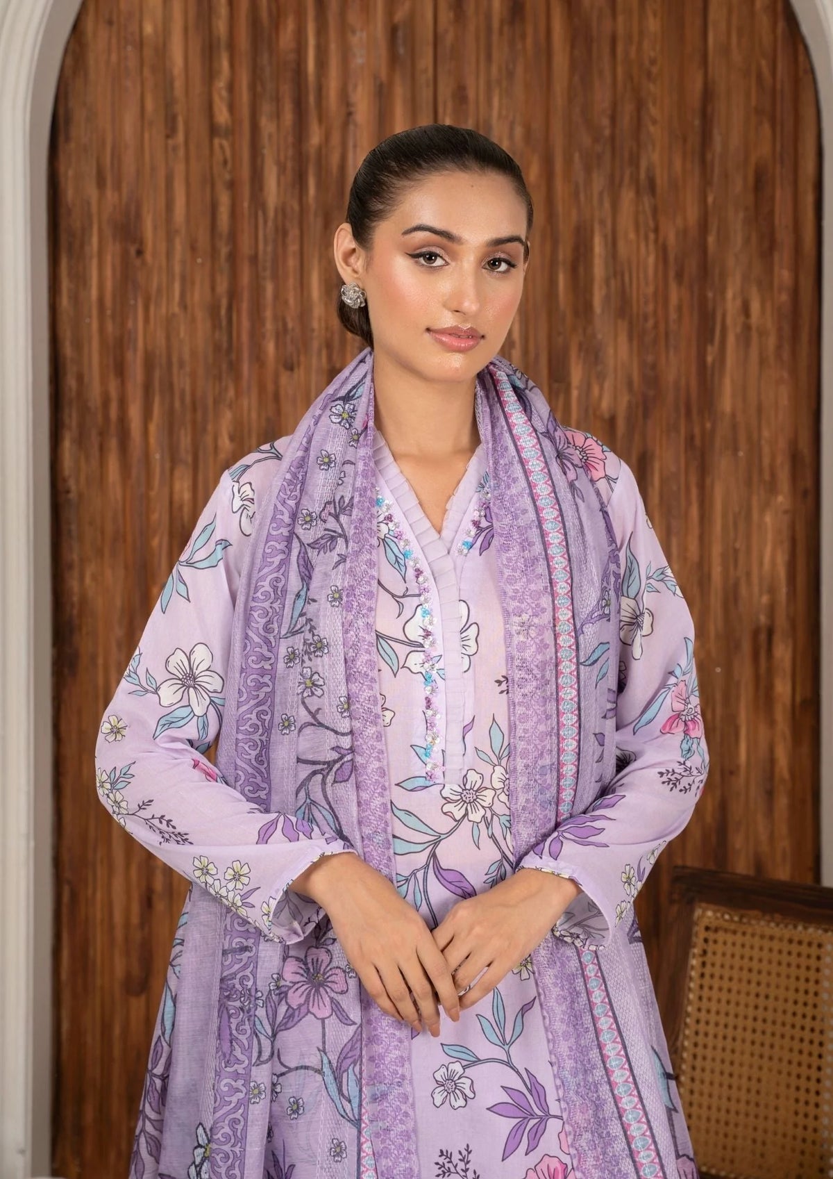 3Pc Printed Lawn with Embroidery RANAAI-S25-0016