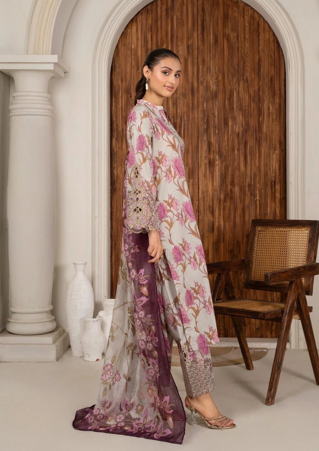 3Pc Printed Lawn with Embroidery RANAAI-S25-0012