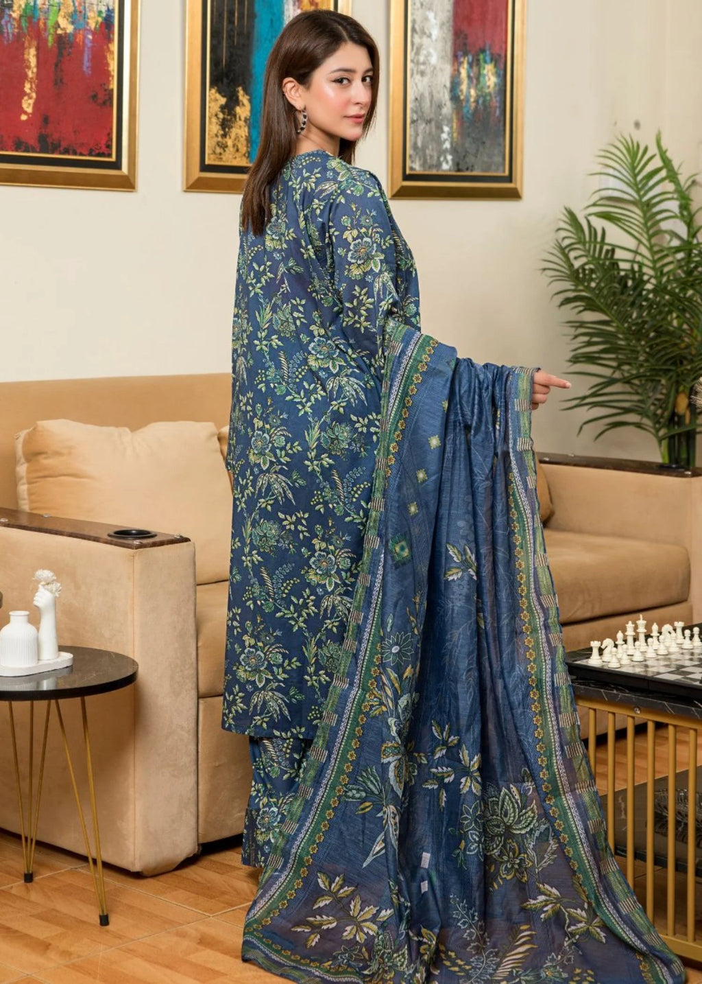 3Pc Printed Lawn with Embroidery RANAAI-S25-0021