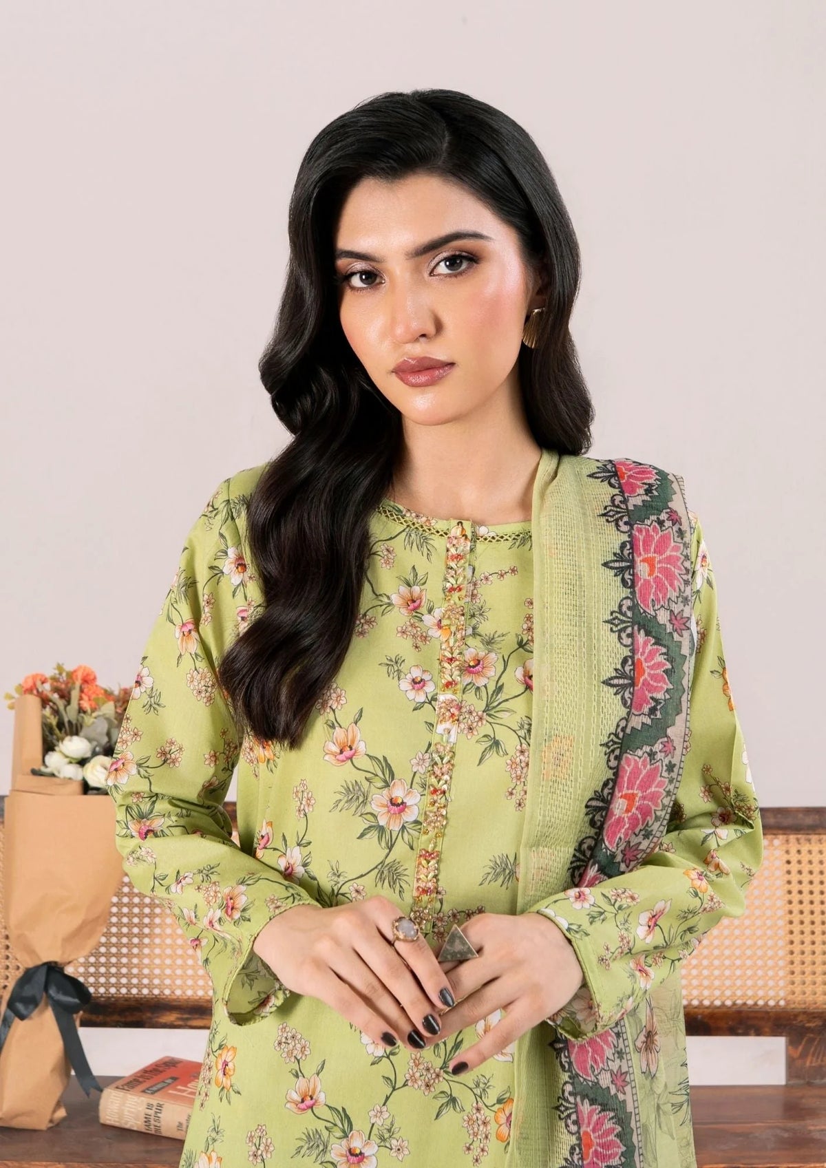3Pc Printed Lawn with Embroidery RANAAI-S25-0005
