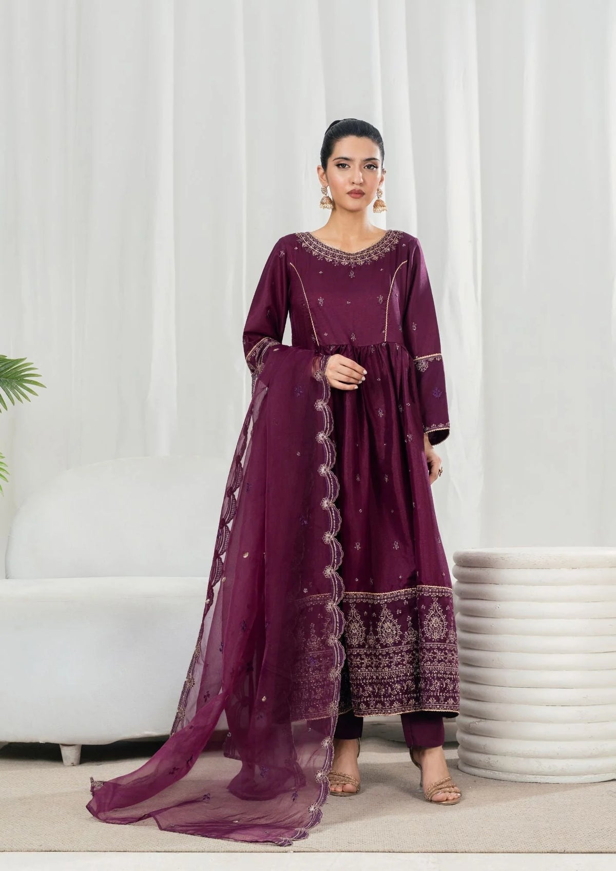 3Pc Embroidered Raw Silk ZAUQ-S25-0200