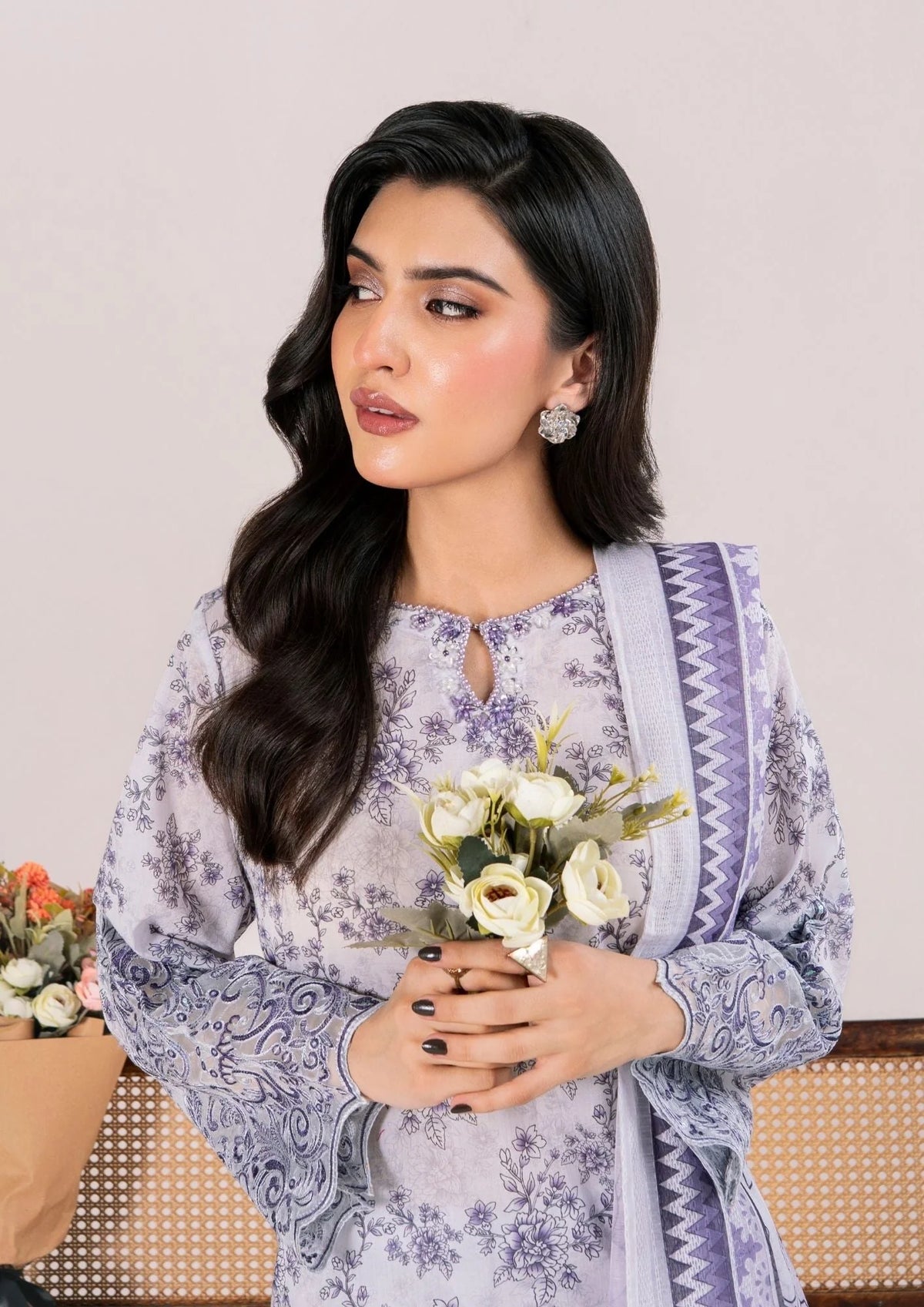 3Pc Printed Lawn with Embroidery RANAAI-S25-0007