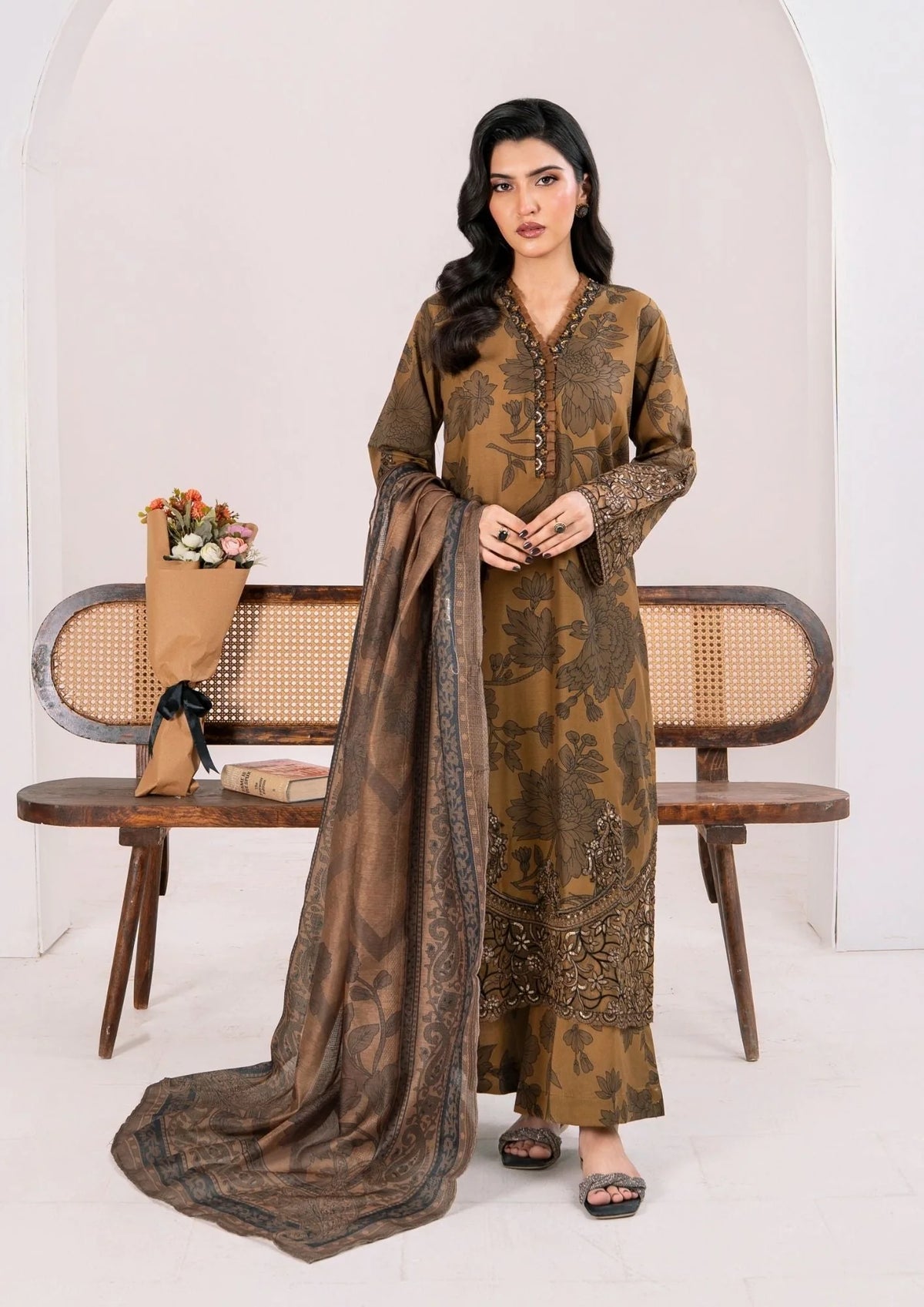 3Pc Printed Lawn with Embroidery RANAAI-S25-0009