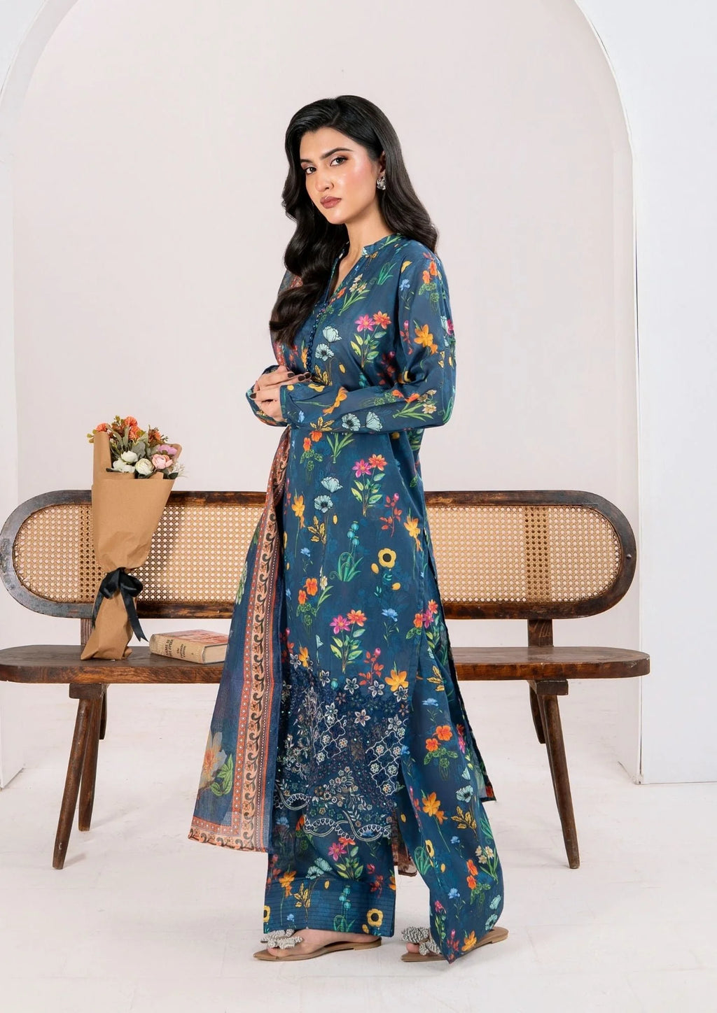 3Pc Printed Lawn with Embroidery RANAAI-S25-0008