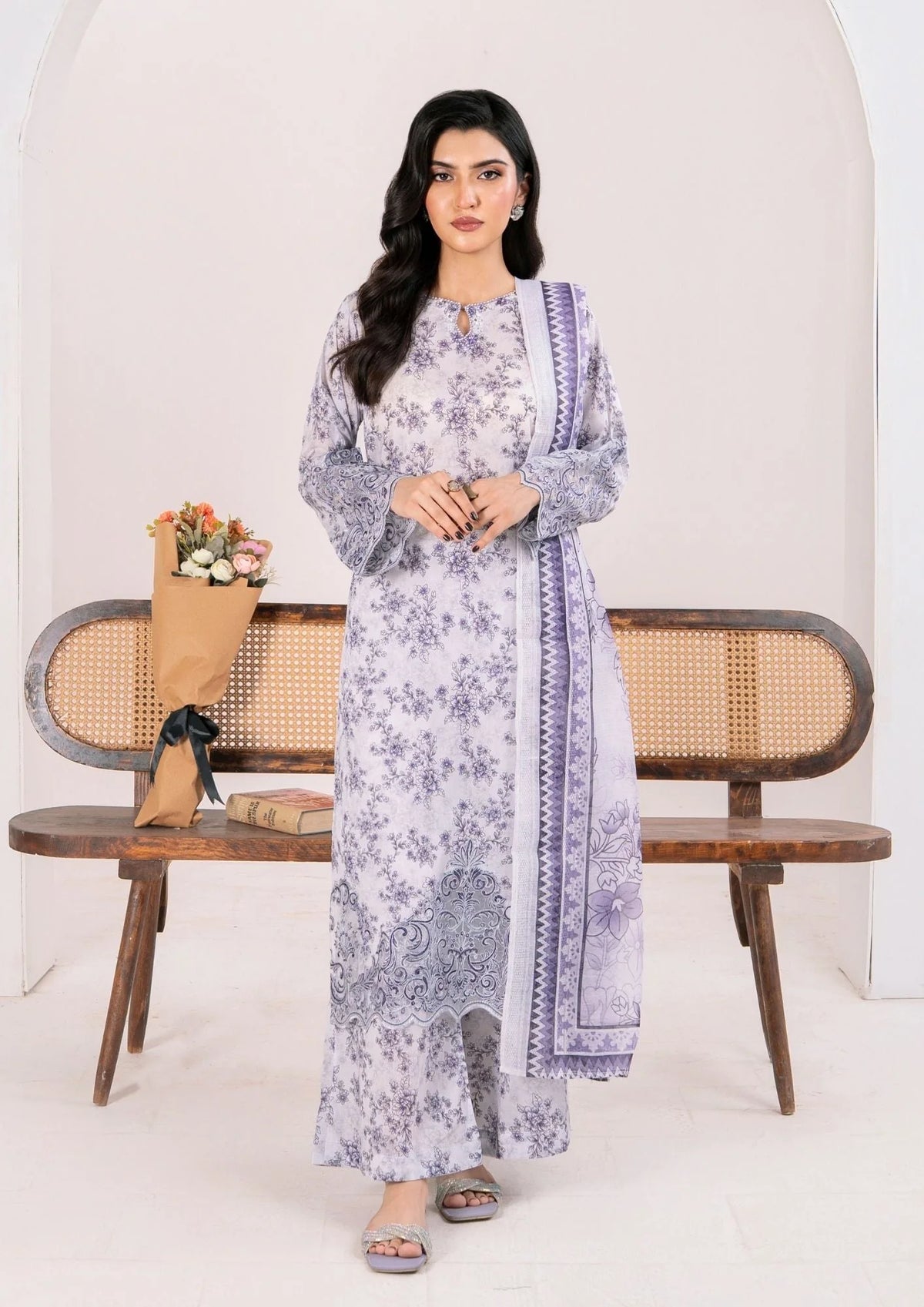 3Pc Printed Lawn with Embroidery RANAAI-S25-0007