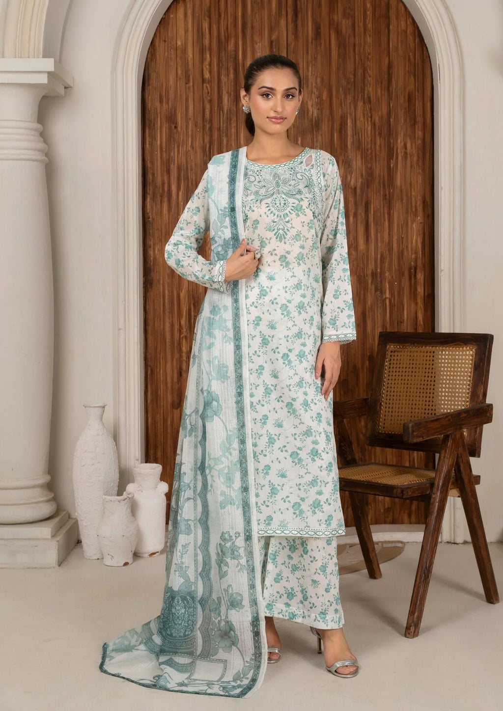3Pc Printed Lawn with Embroidery RANAAI-S25-0014